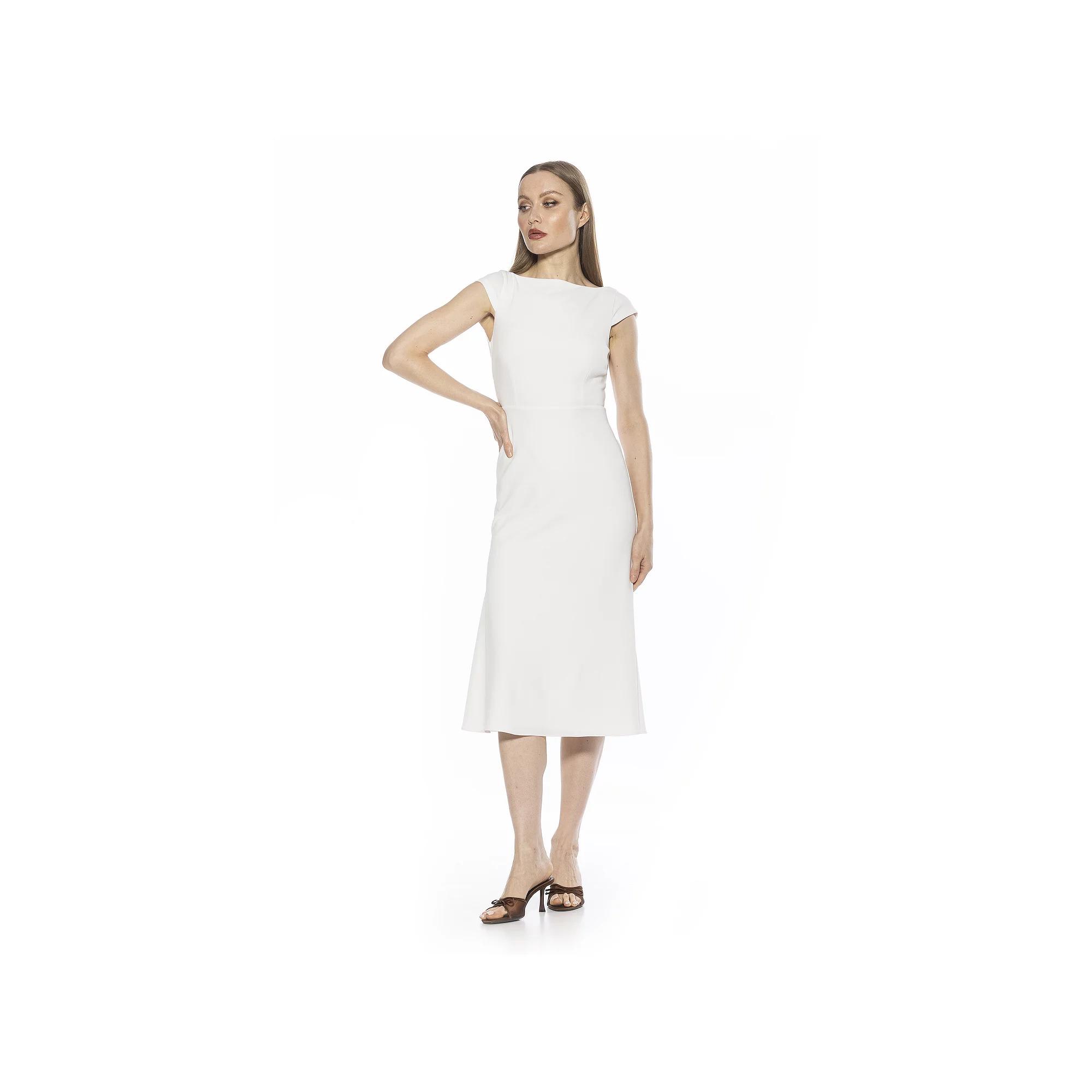 Women's ALEXIA ADMOR Loreli Boatneck Cap Sleeve Midi Dress,  Product Image