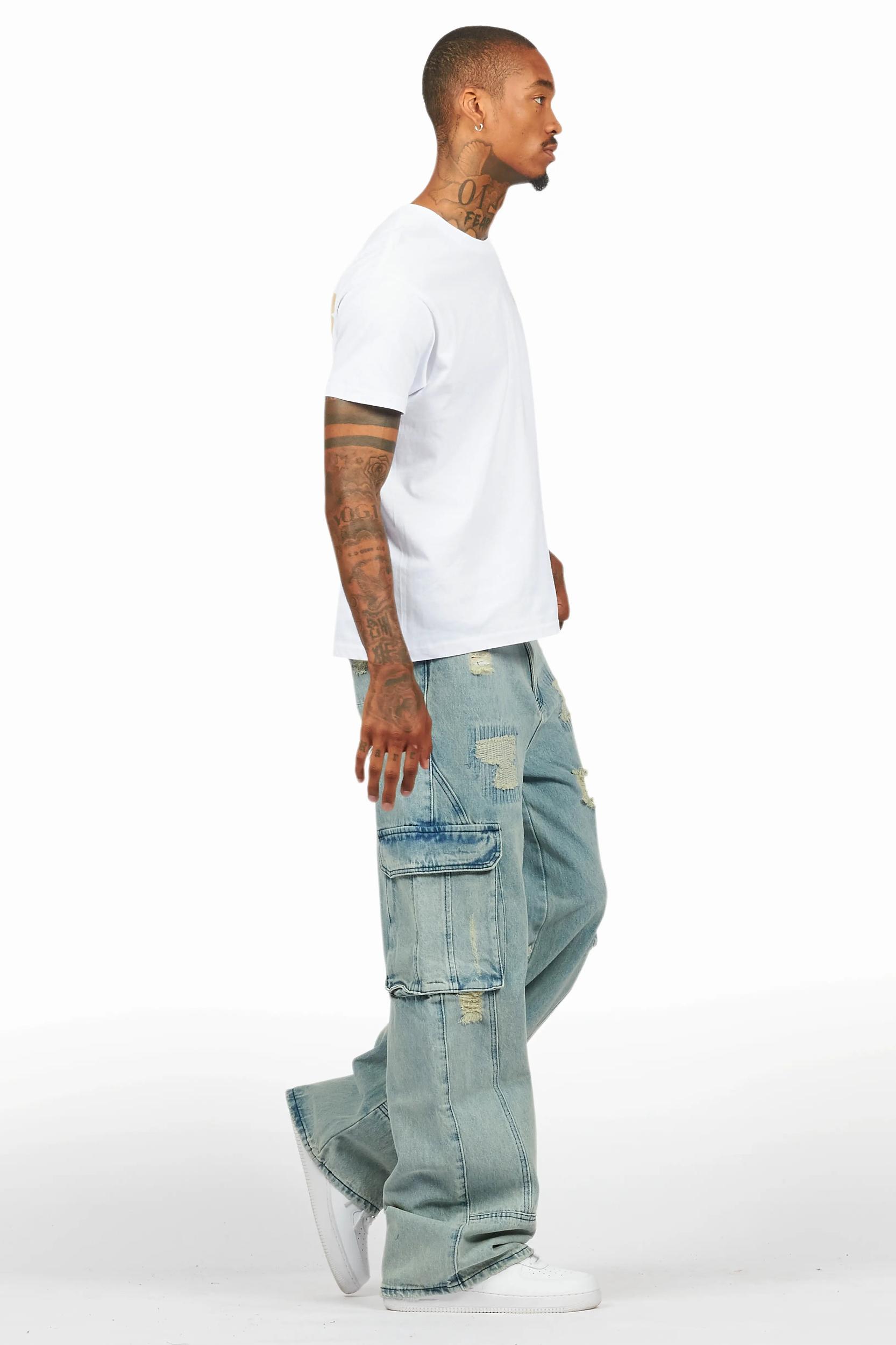 Nand Light Blue Baggy Cargo Jean Male Product Image