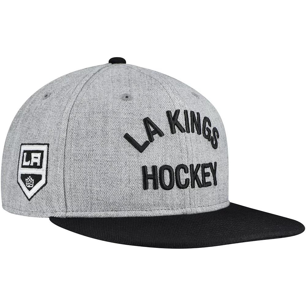 Men's Fanatics Heather Gray/Black Los Angeles Kings Elements Flat Brim Leather Strapback Hat, Kgs Grey Product Image