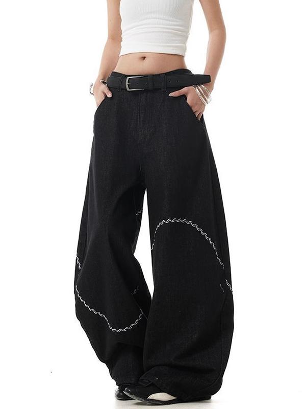 Embroidery Design Sense Boyfriend Jeans Product Image