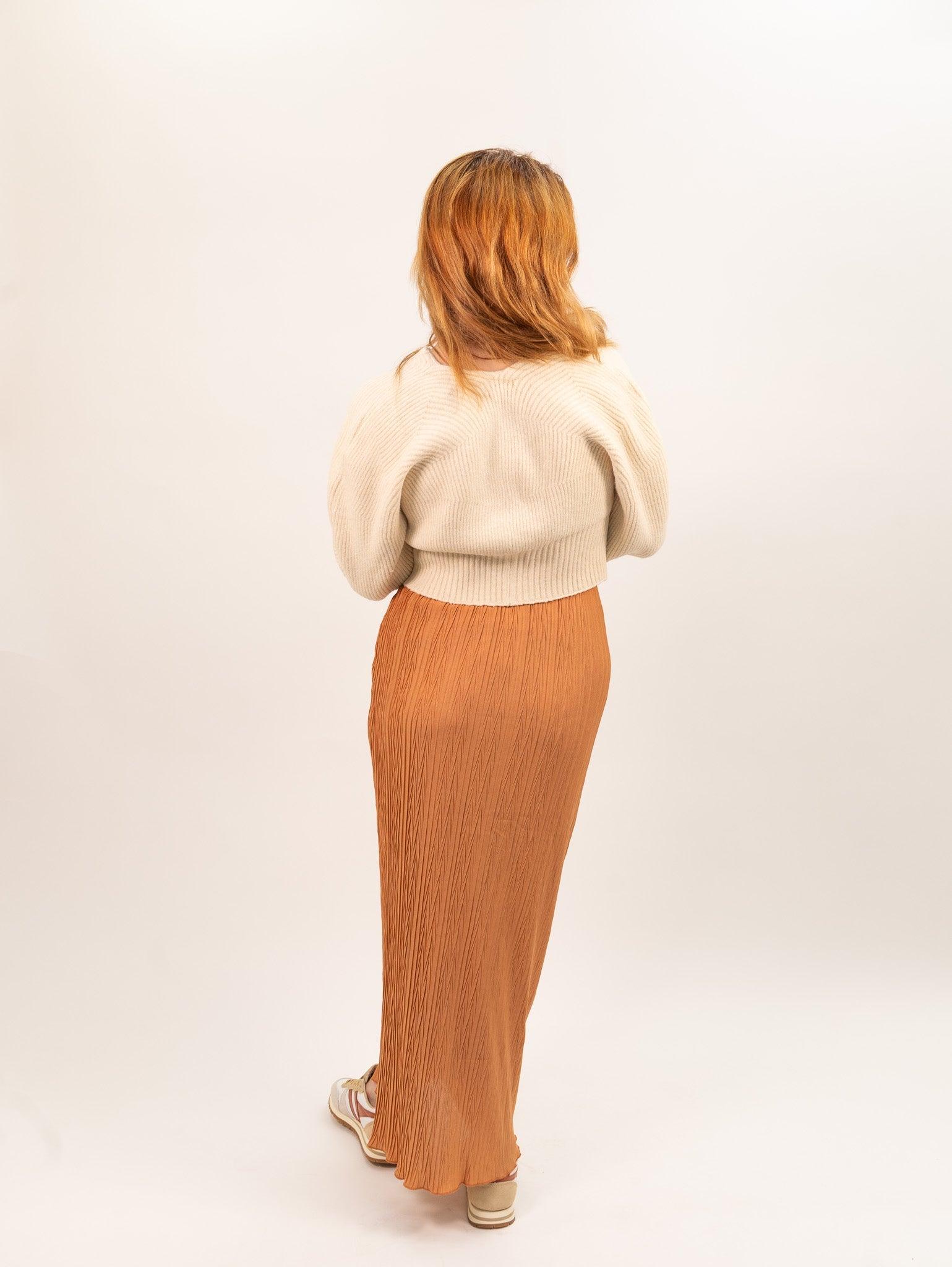 Moon River Plisse High Waist Long Skirt - Terracotta Product Image
