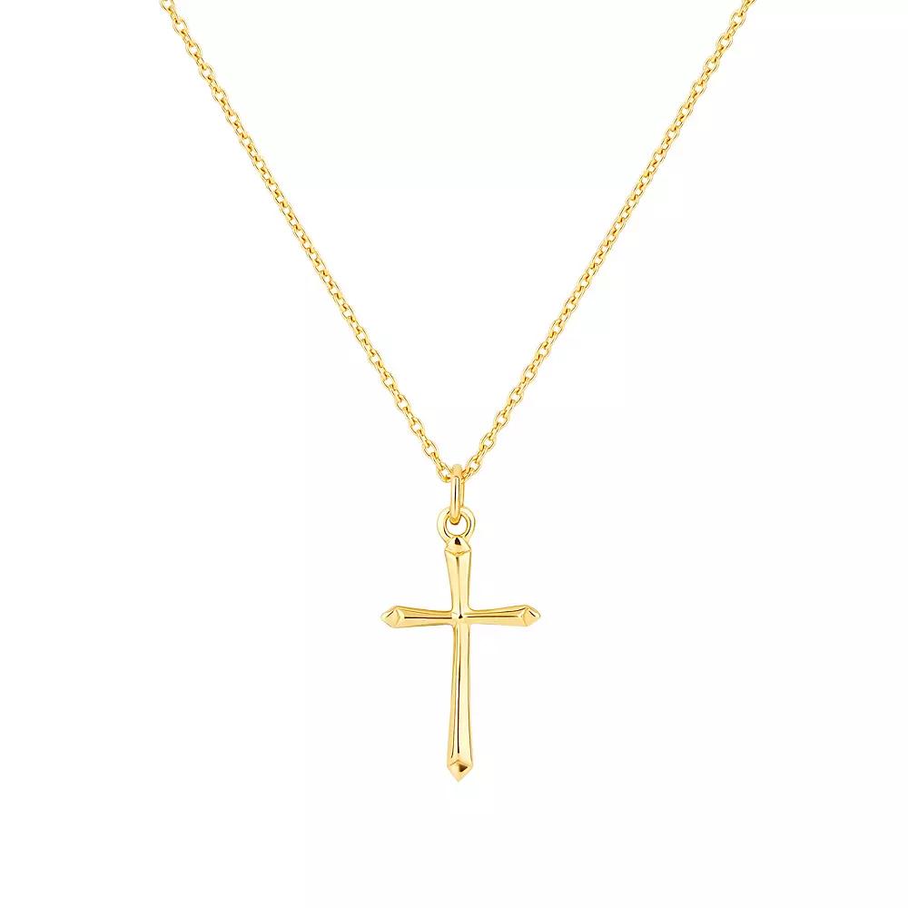 PRIMROSE Sterling Silver Polished Cross Pendant Necklace, Women's, Size: 18", Yellow Gold Tone Product Image