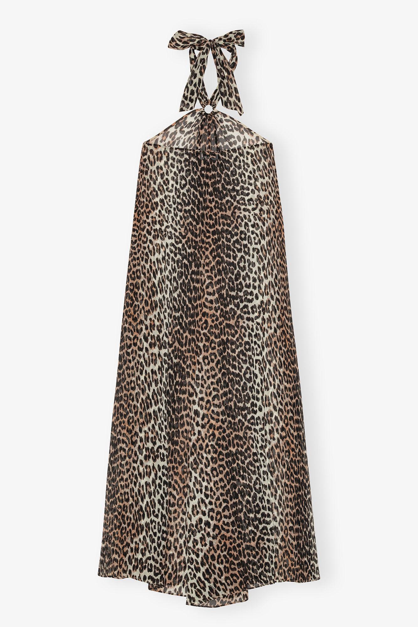 Leopard Chiffon Halterneck Dress Product Image