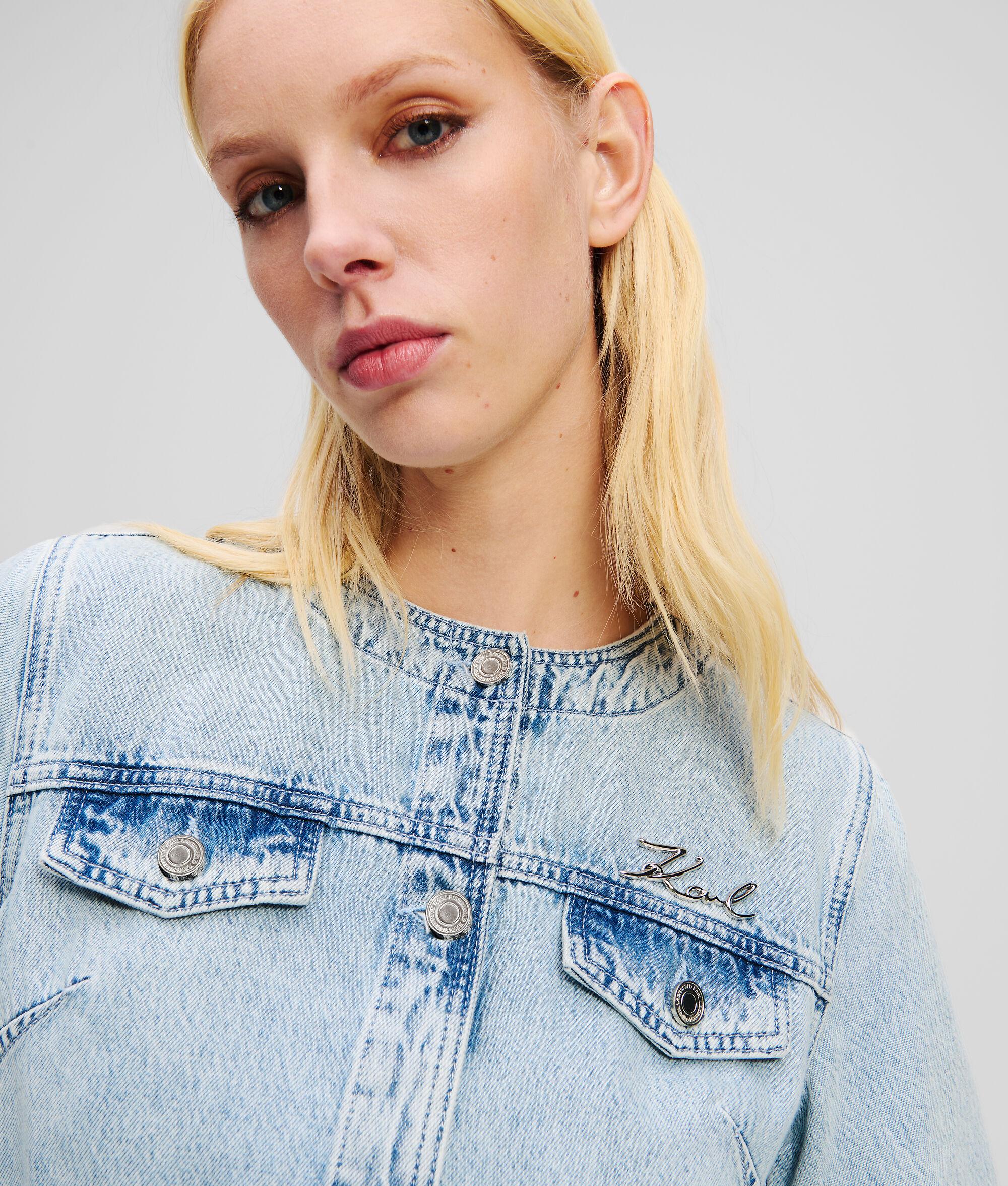COLLARLESS DENIM JACKET Product Image