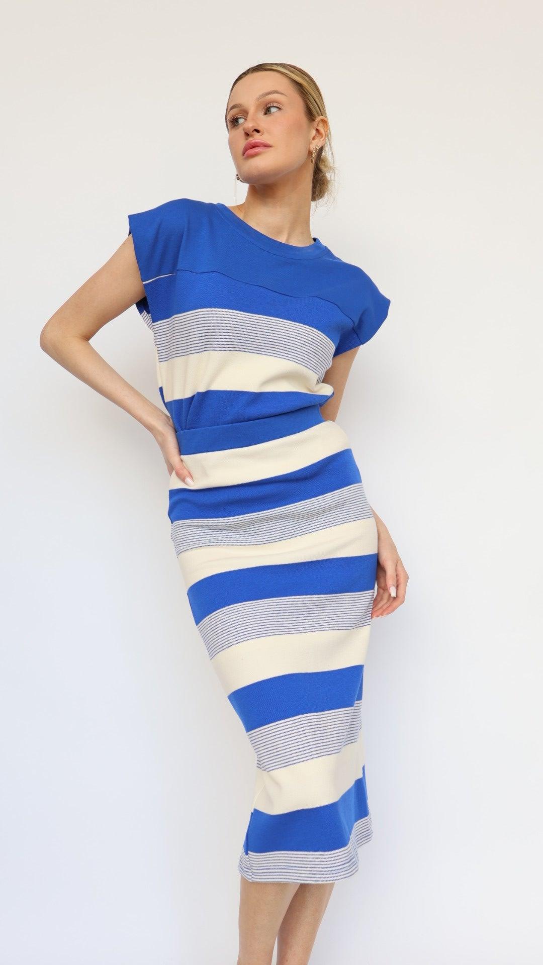 Fitted Stripe Midi Skirt Product Image