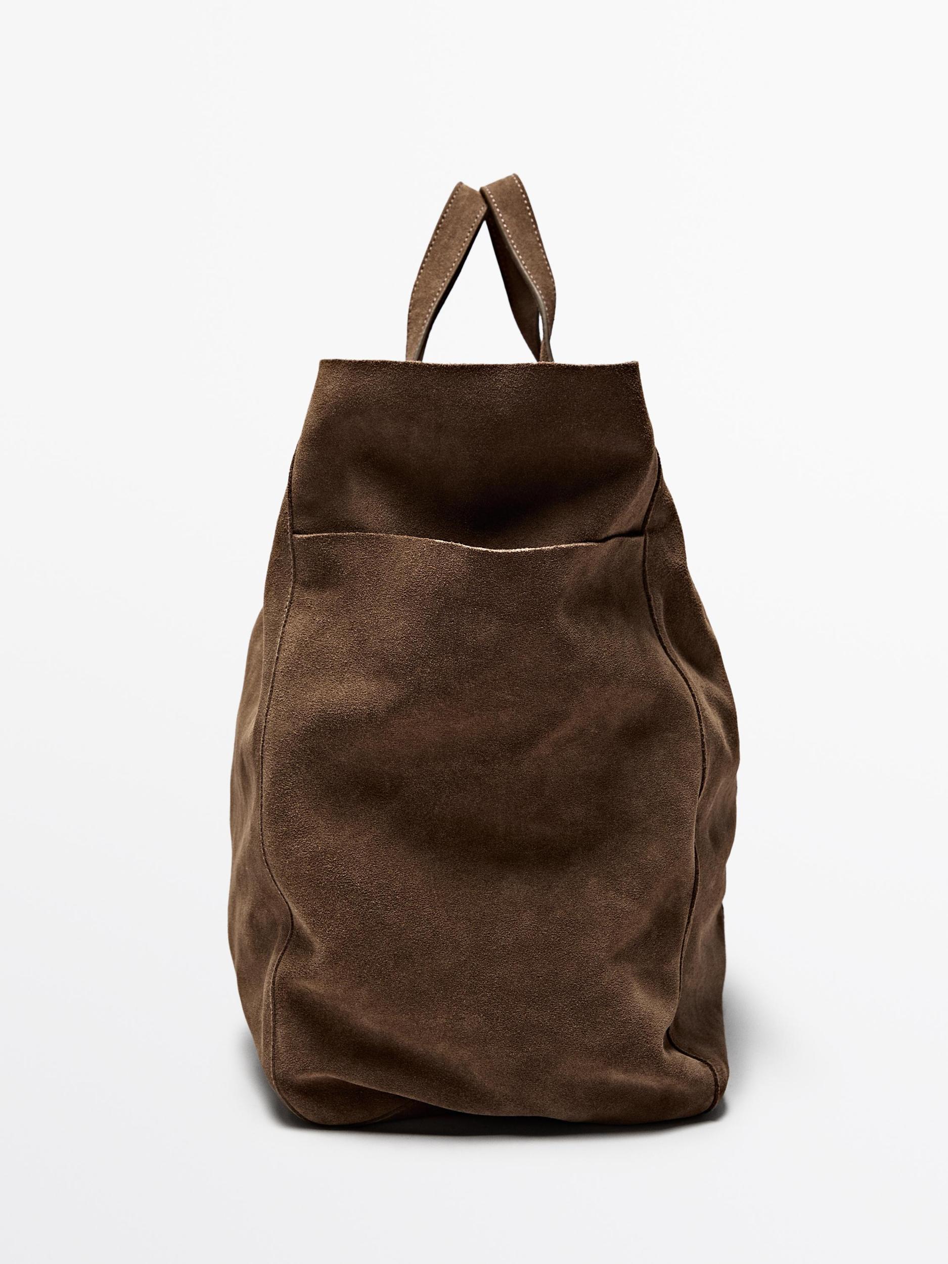 Leather and split leather maxi shopper bag Product Image