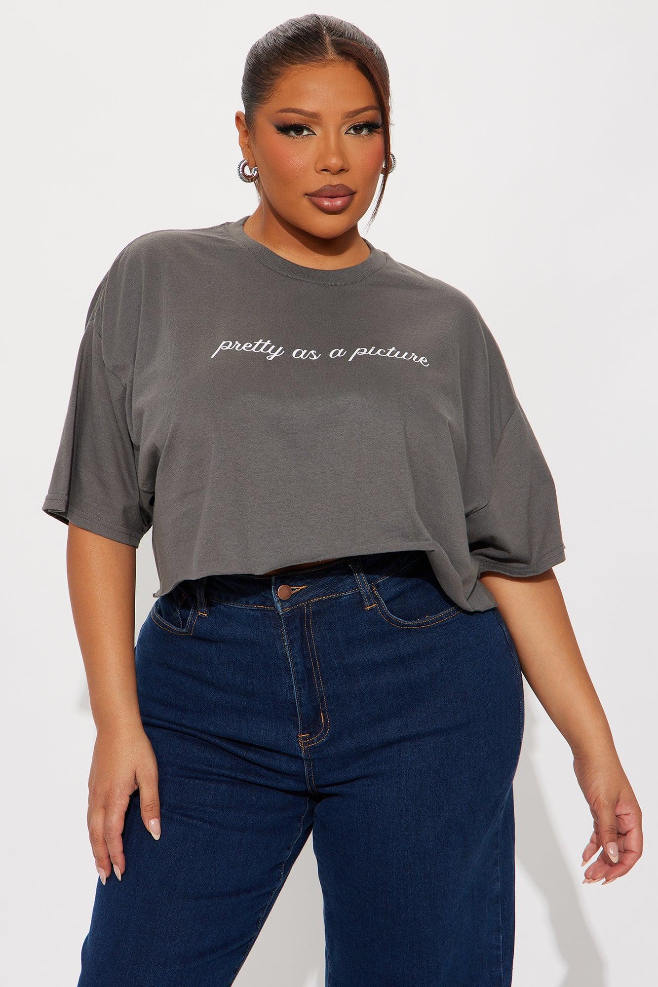 Pretty As A Picture Cropped Tee - Charcoal Female Product Image