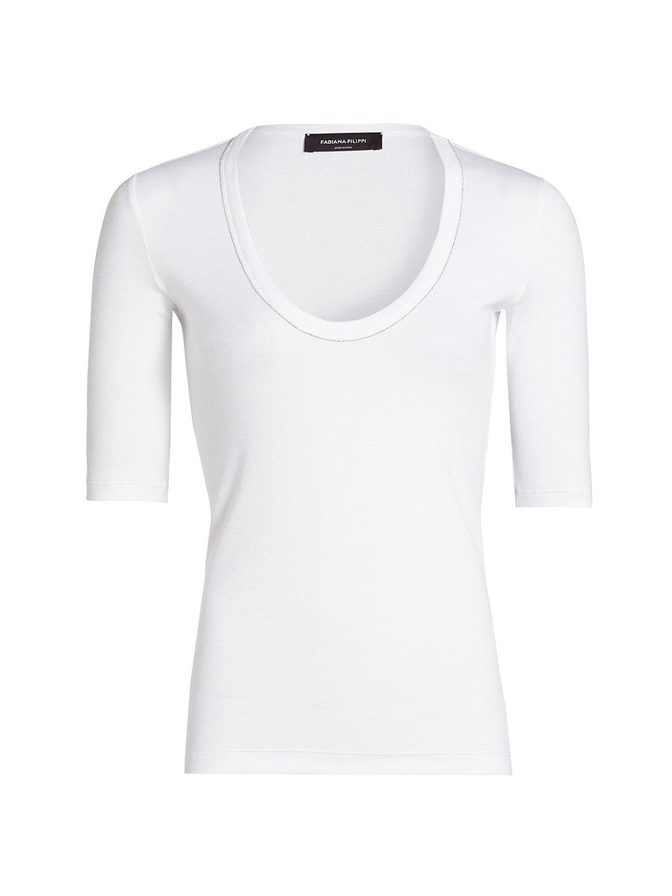 Womens Rib-Knit Jersey T-Shirt Product Image