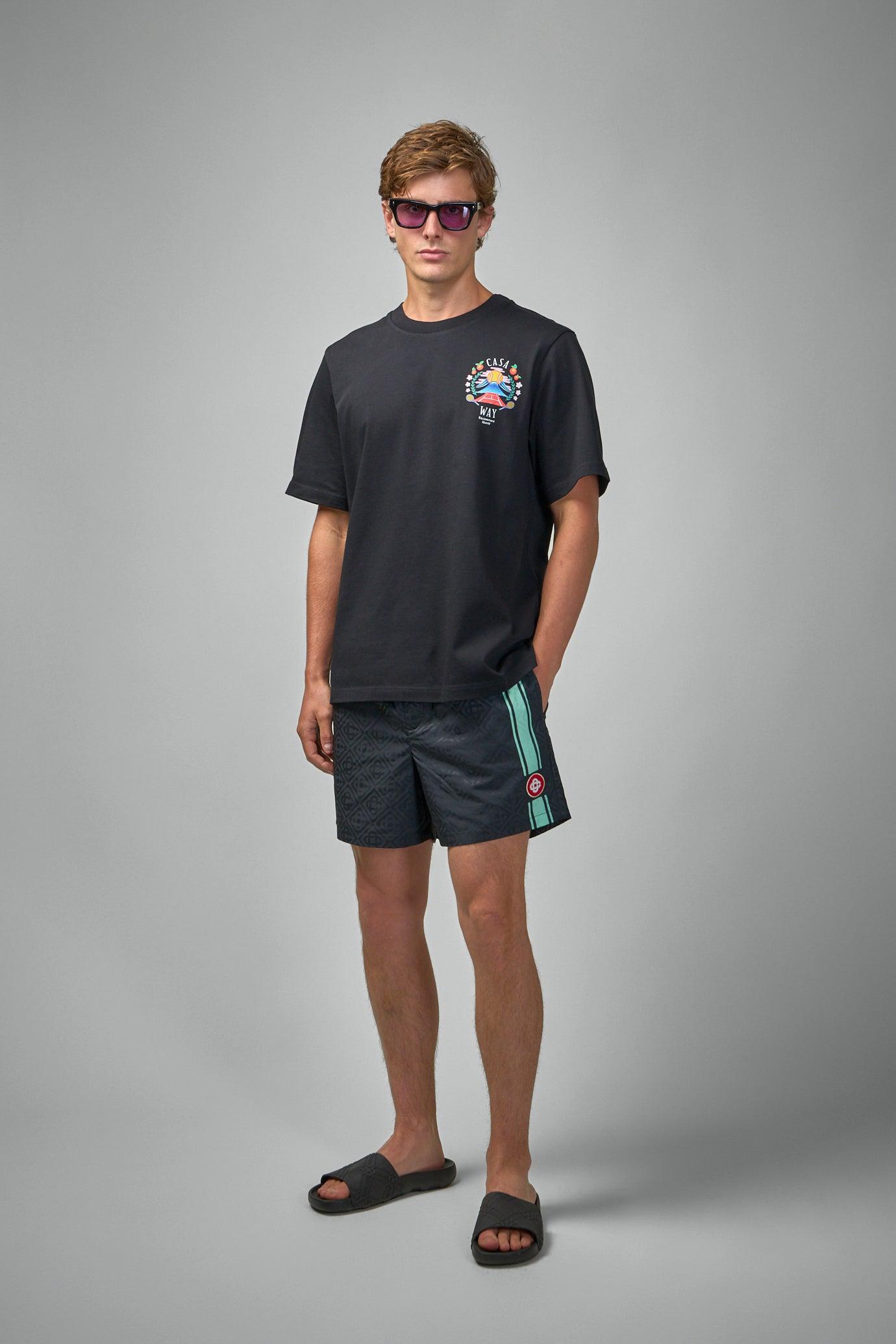 CASABLANCA Mens Casa Way Mountain Brand-print Cotton-jersey T-shirt In Black Product Image