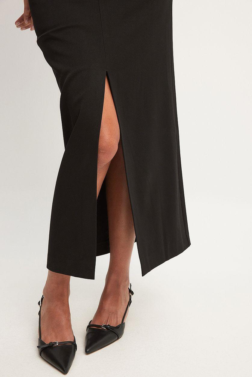Tailored Front Slit Midi Skirt Product Image