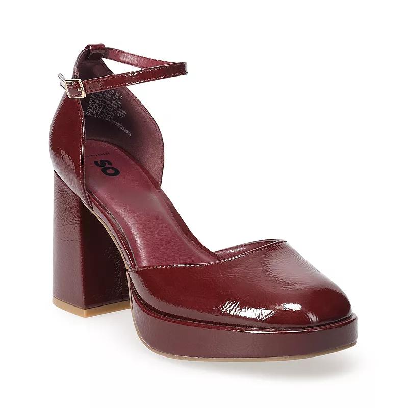 Juniors' SO® Ankle Strap Platform Shoes, Women's, Size: 6.5, Red Product Image