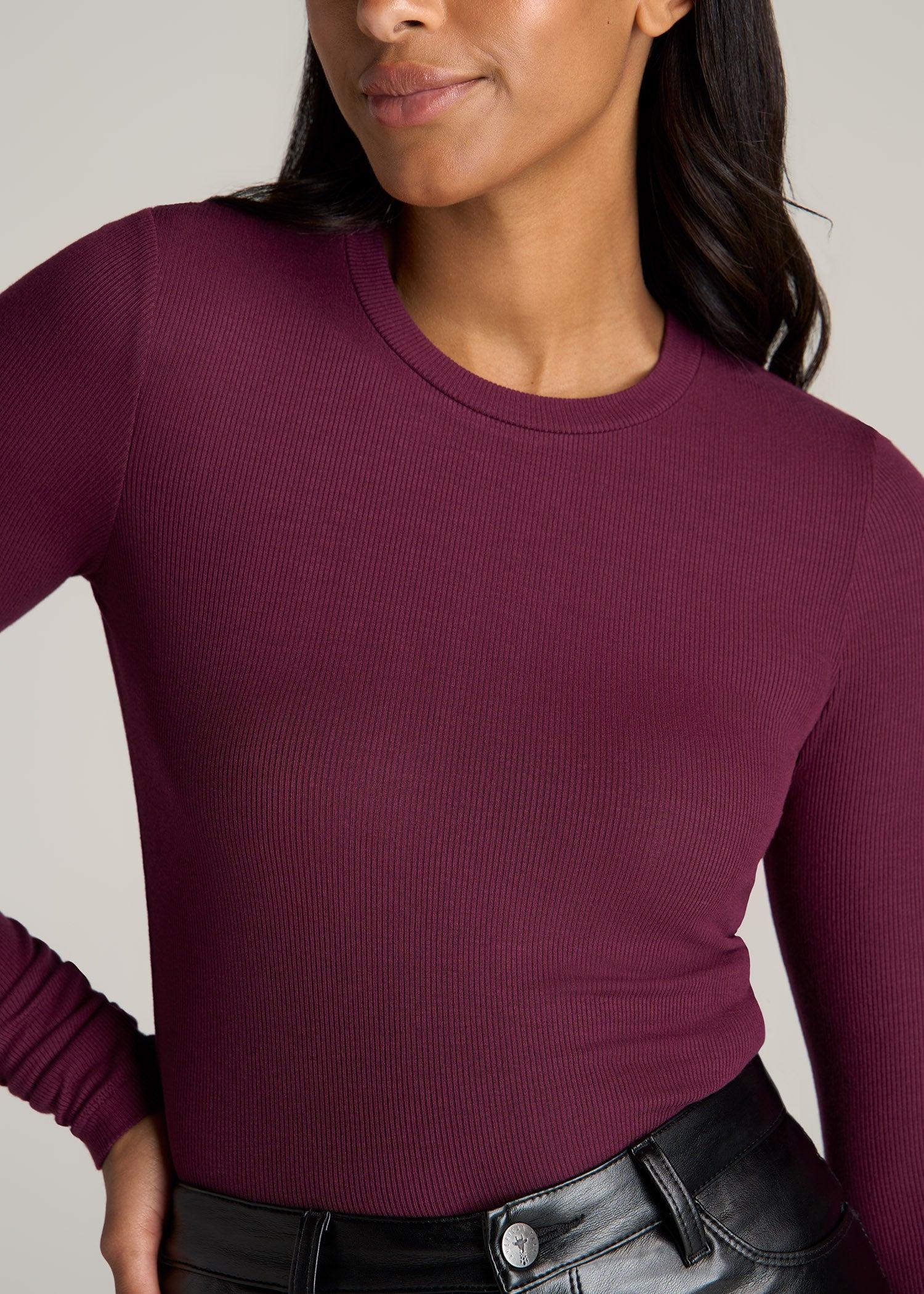 FITTED Ribbed Long Sleeve Tee for Tall Women in Emerald Product Image