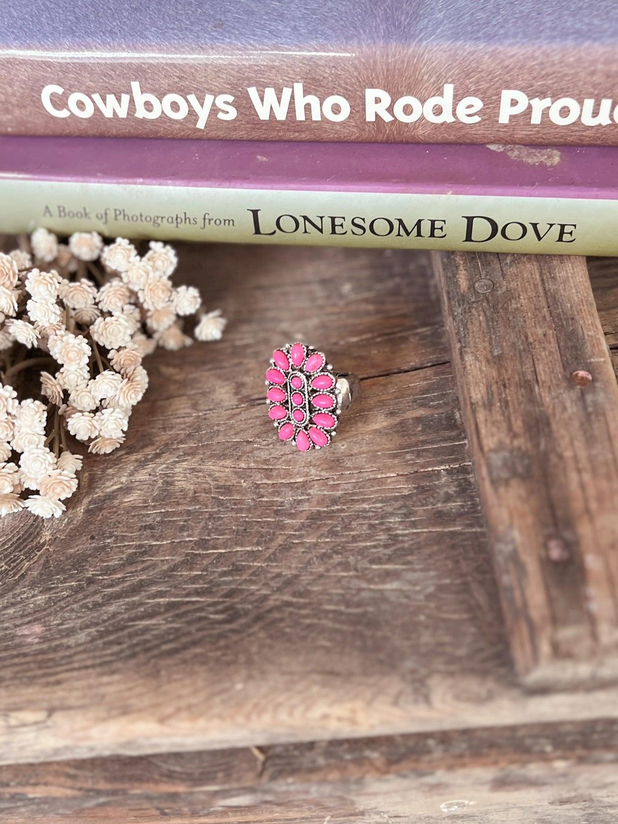 Pink Stone Concho Stretch Ring Product Image