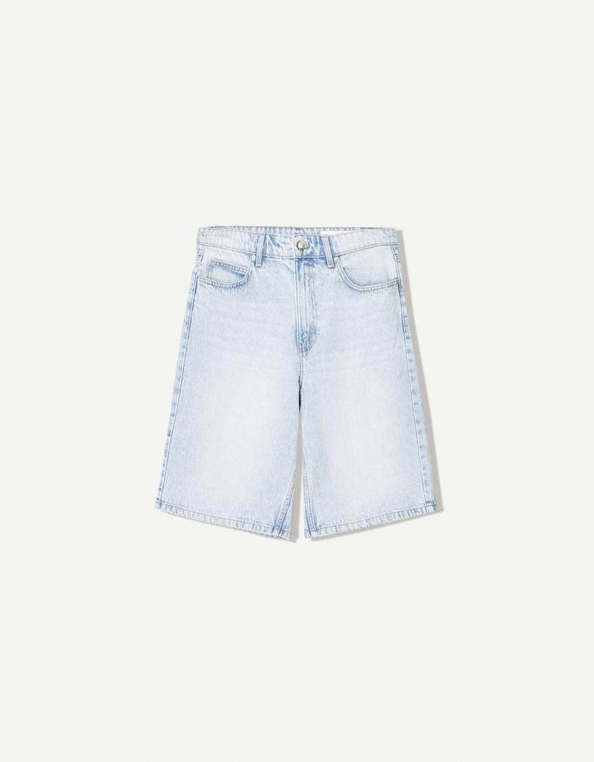 Baggy denim Bermuda shorts Product Image