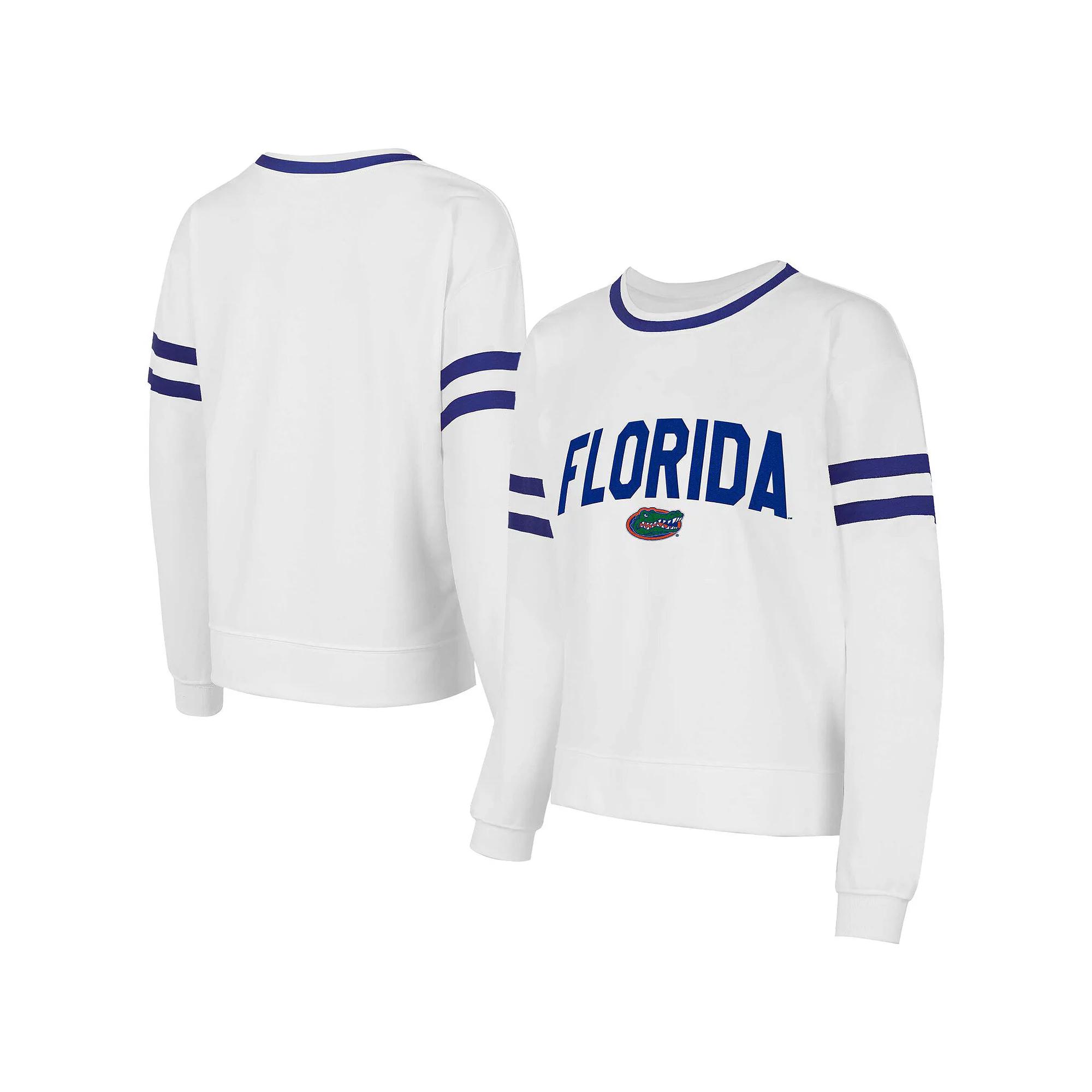 Women's Concepts Sport White Florida Gators Borough French Terry Arch Over Long Sleeve T-Shirt,  Product Image