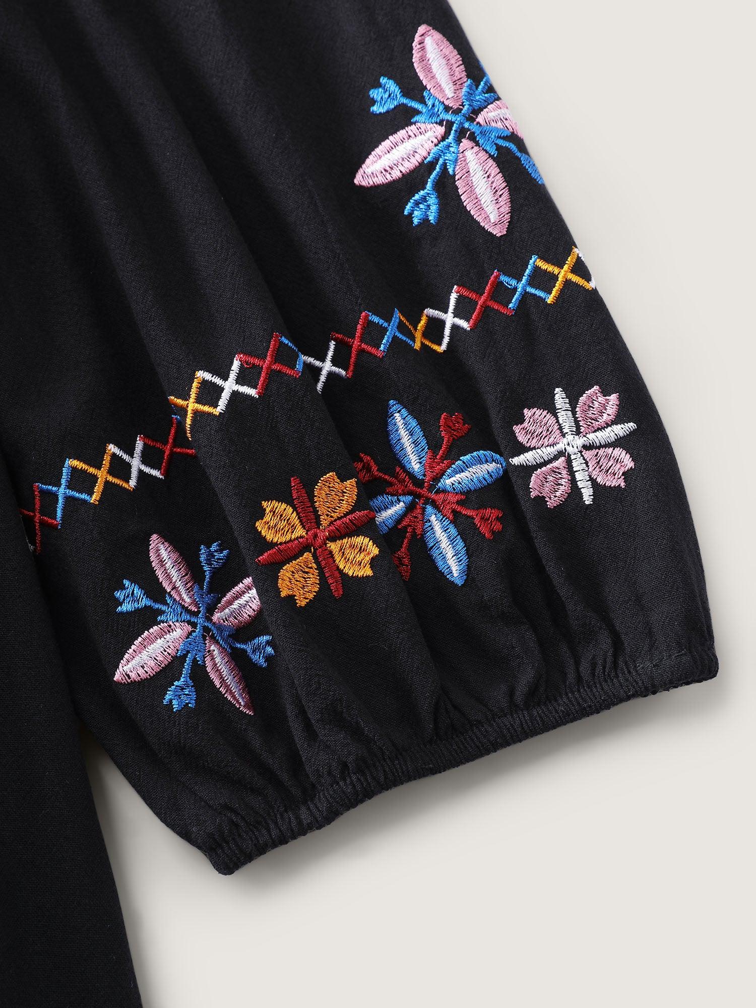 Cotton Embroidered High-Waist Midi Dress Female Product Image