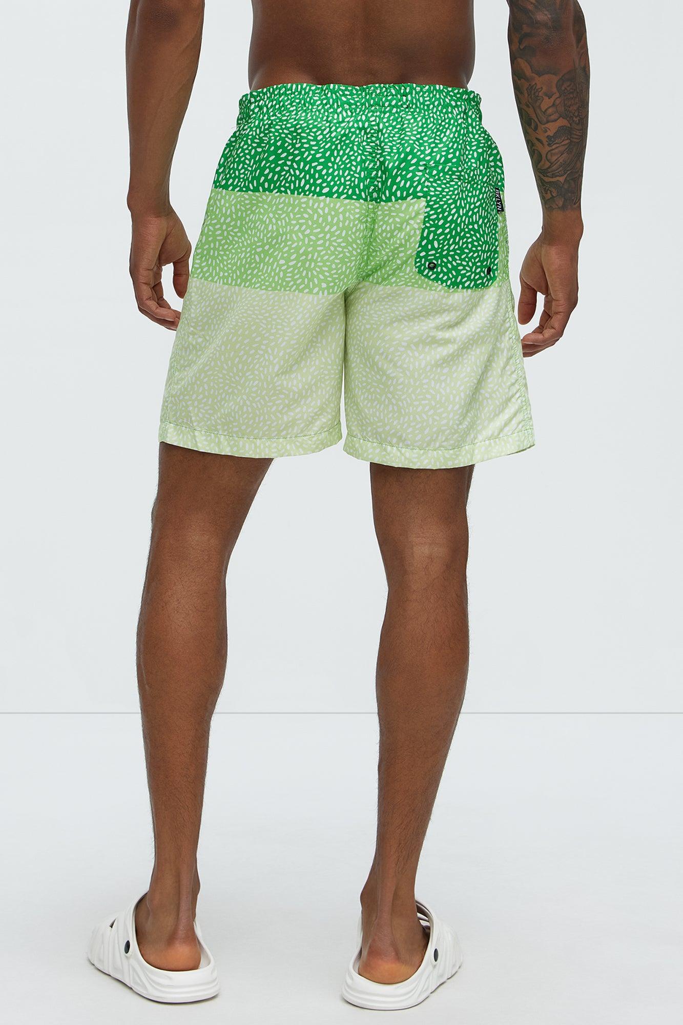 Spotted Stripes Swim Classic Trunk - Green Product Image