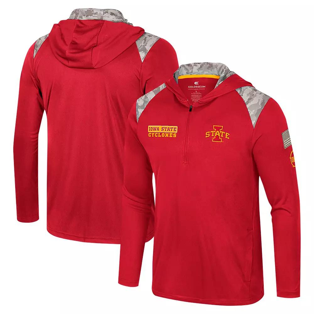 Men's Colosseum Cardinal Iowa State Cyclones OHT Military Appreciation Quarter-Zip Hoodie Jacket,  Product Image