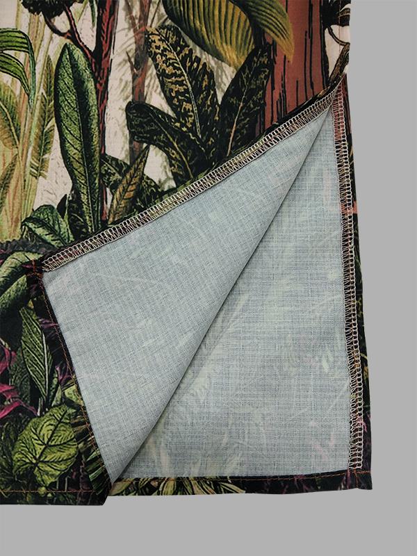 Flared Sleeves Loose Leaves Print V-Neck Maxi Dresses Product Image