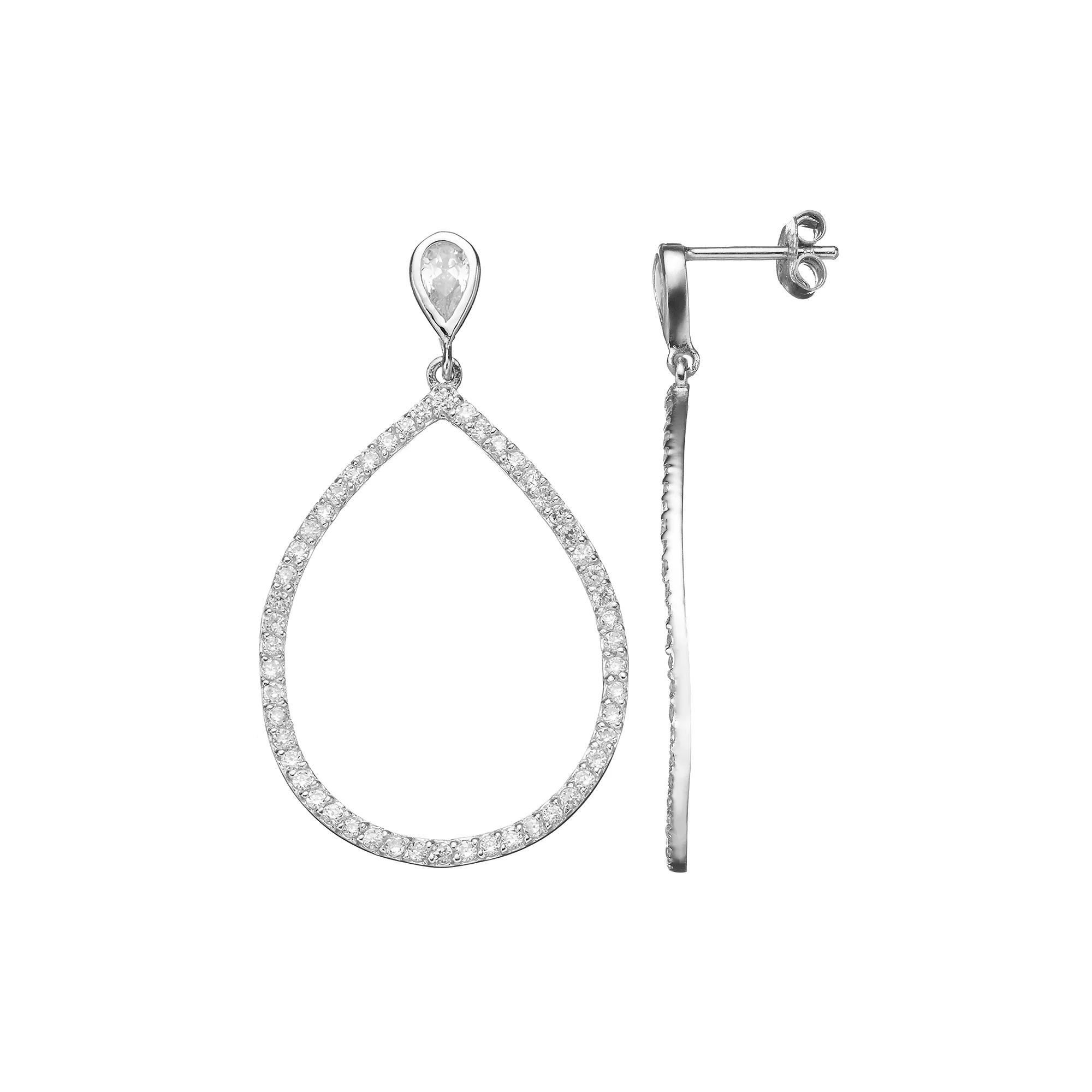 Sophie Miller Cubic Zirconia Sterling Silver Teardrop Earrings, Womens, White Product Image