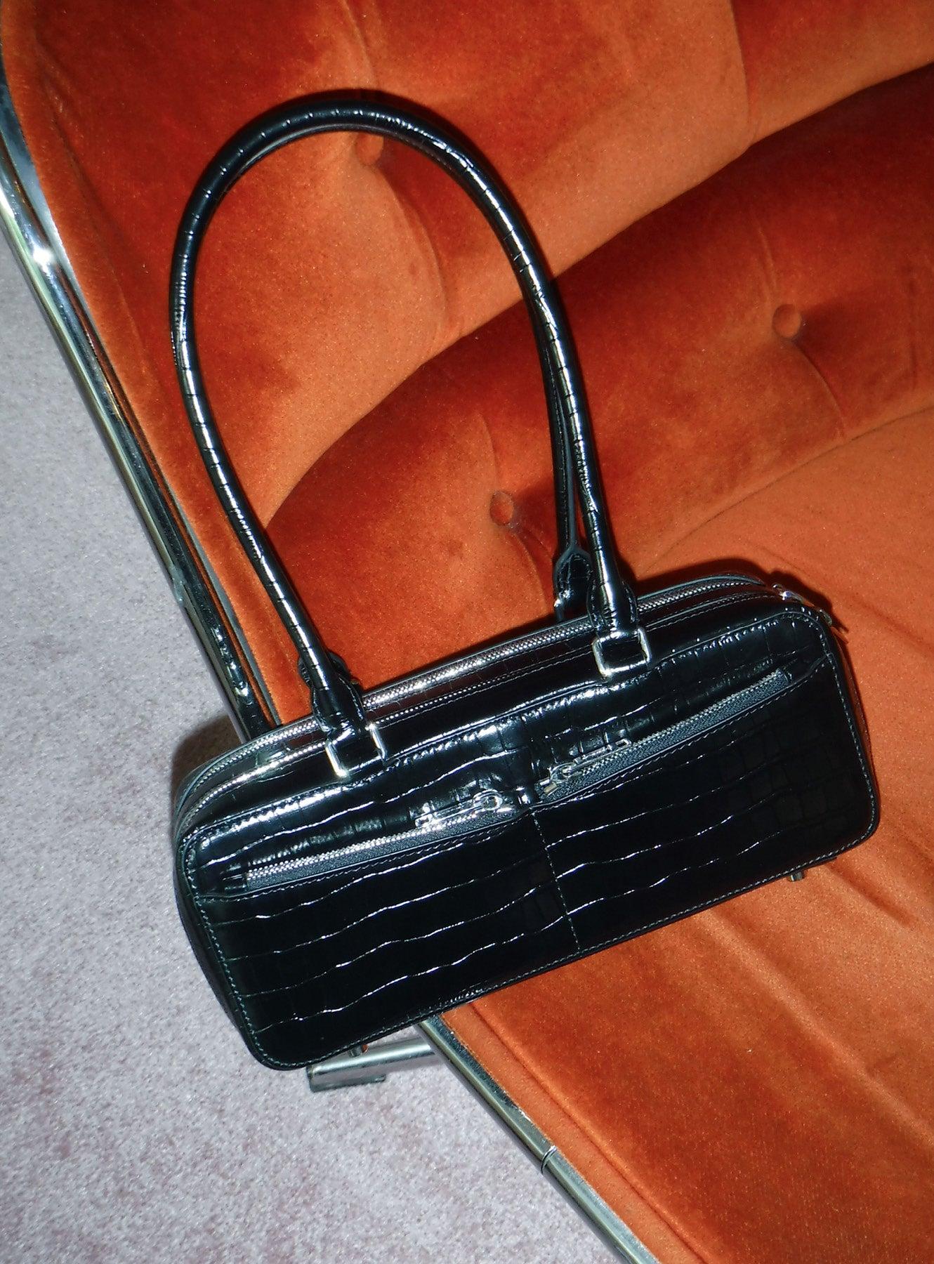 Black Croc Shoulder Bag Product Image