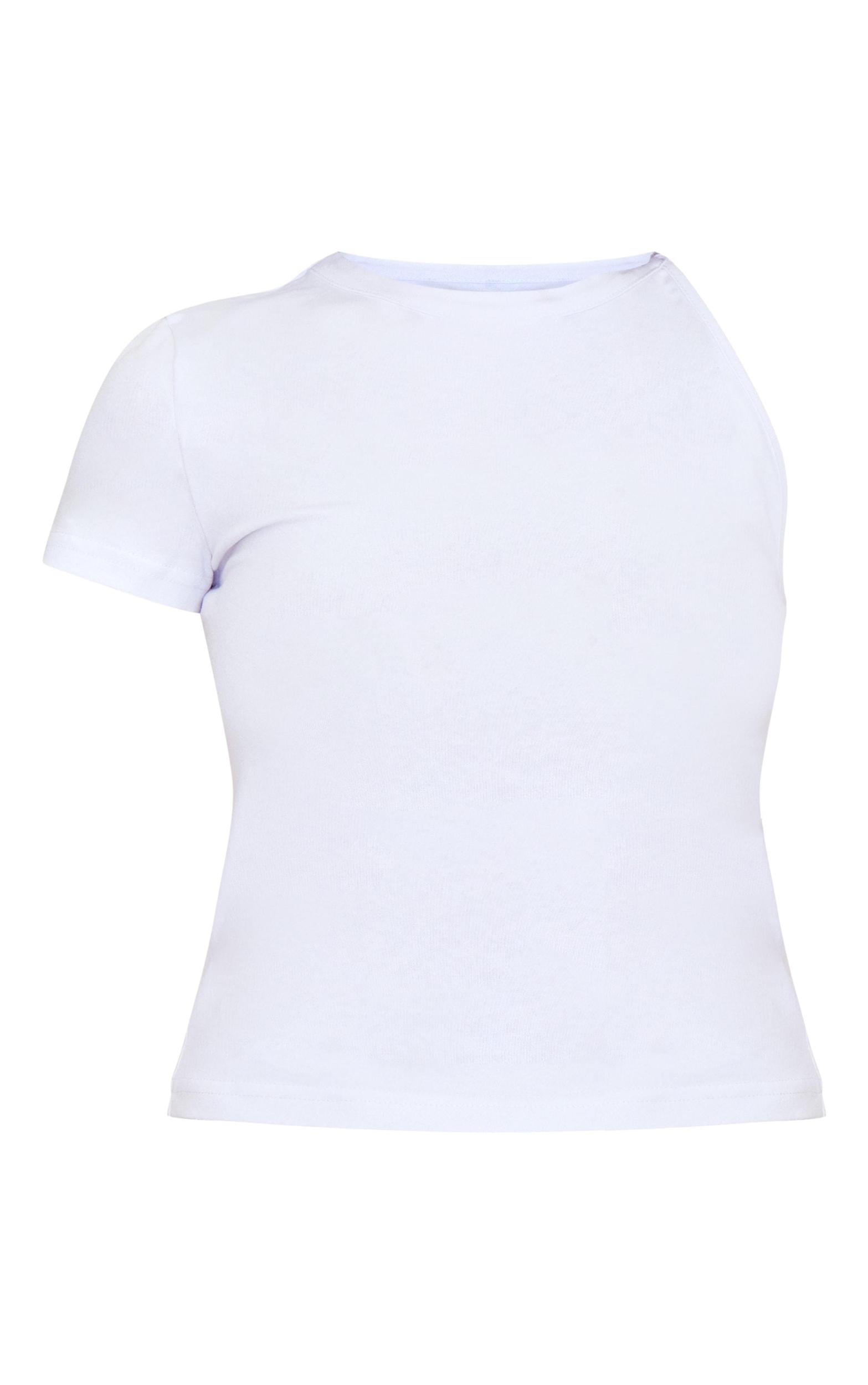 White One Sleeve Twist Detail Long Top Product Image