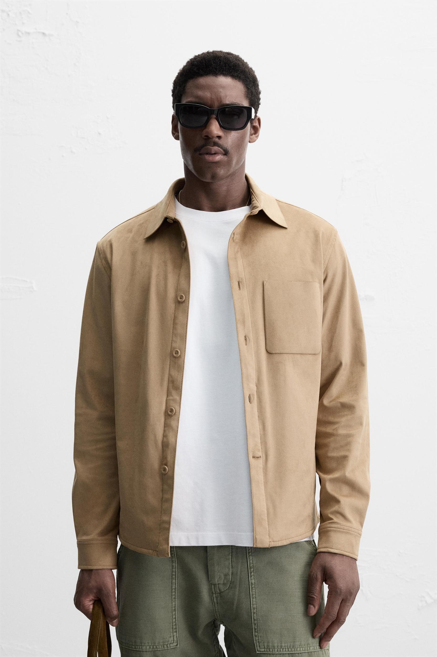 LIGHTWEIGHT FAUX SUEDE OVERSHIRT Product Image