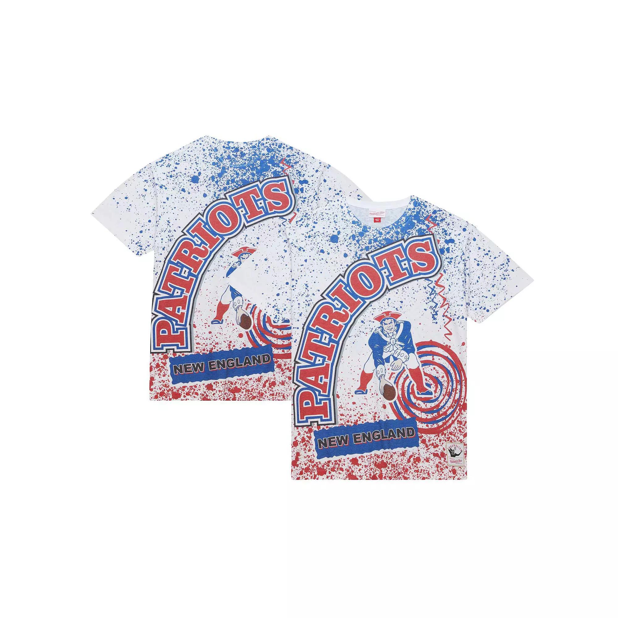 Men's Mitchell & Ness White New England Patriots Big & Tall Allover Print T-Shirt,  Product Image