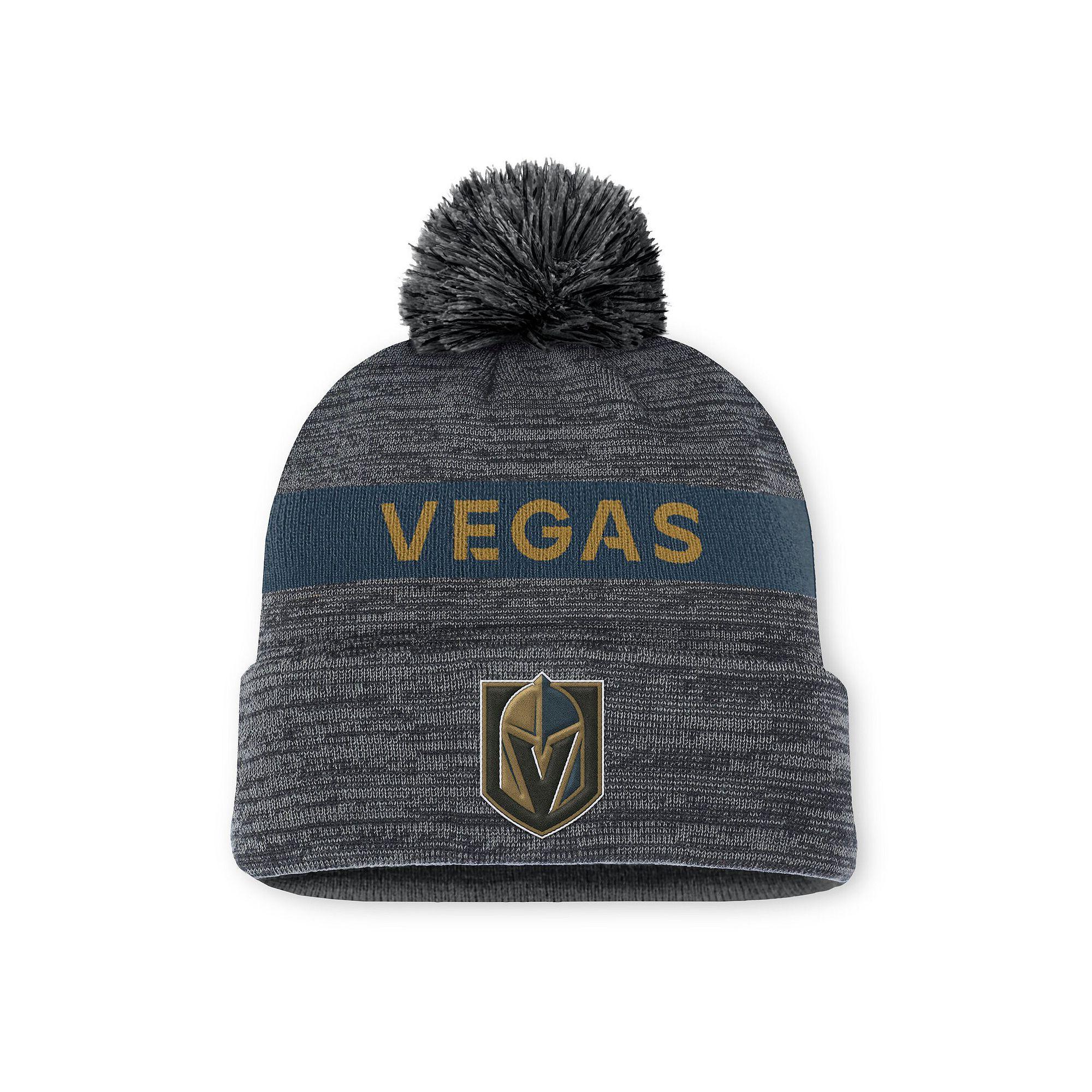 Men's Fanatics Gray Vegas Golden Knights Authentic Pro Rink Cuffed Knit Hat with Pom, Lvk Grey Product Image