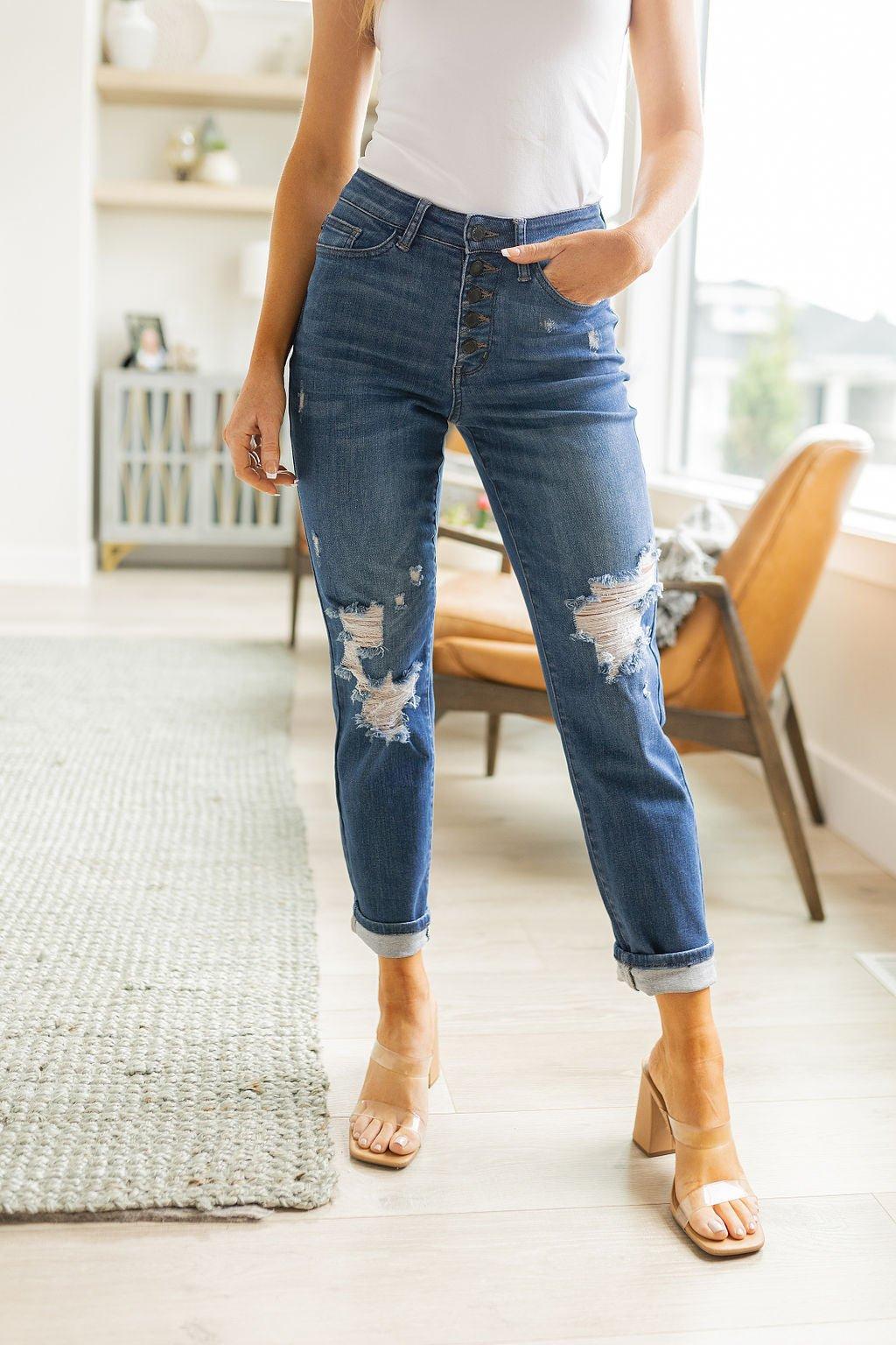 Colt High Rise Button Fly Distressed Boyfriend Jeans (Online Exclusive) Product Image