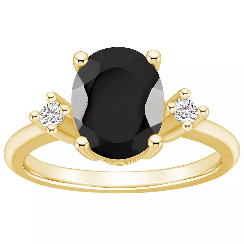 Alyson Layne 14k Gold Oval Black Onyx & 1/10 Carat T.W. Diamond Ring, Women's, Size: 8 Product Image
