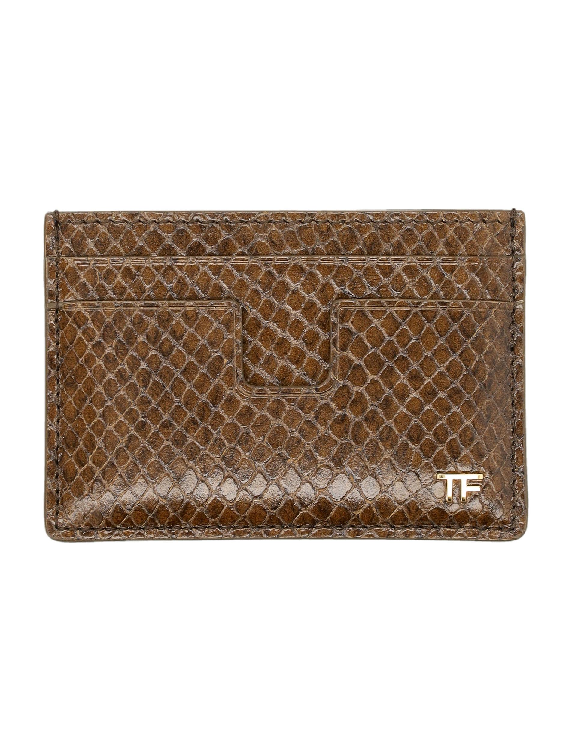 Phyton-print leather card holder Product Image