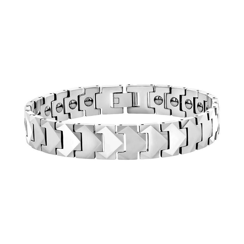 Men's Metallo Tung Black Plated Puzzle Magnetic Link Bracelet, Size: 8.5", Tungsten Product Image