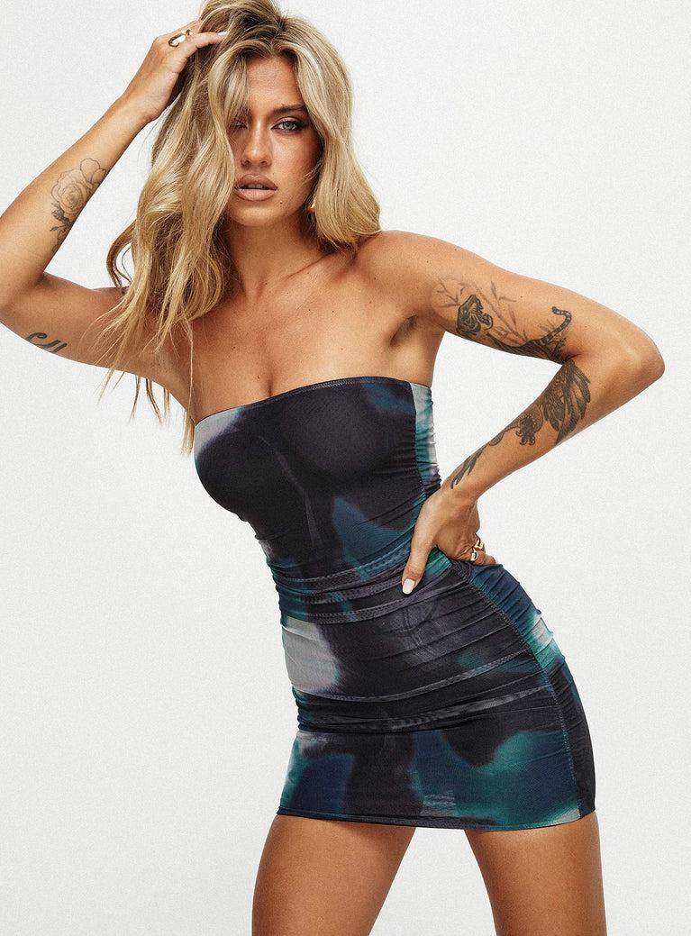 Micah Mini Dress Navy Multi Petite Product Image