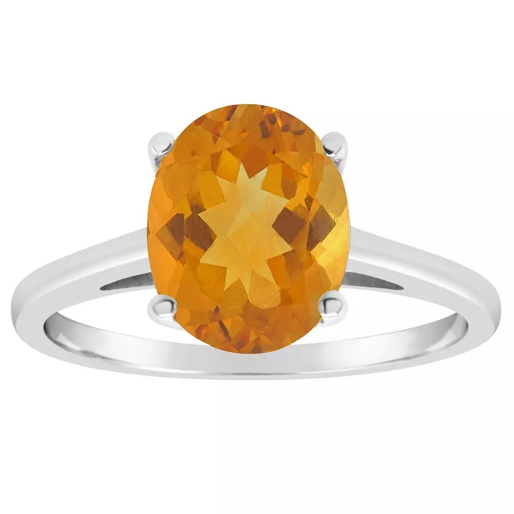 Alyson Layne 14k Gold Oval Citrine Solitaire Ring, Women's, Size: 7, 14k White Gold Product Image