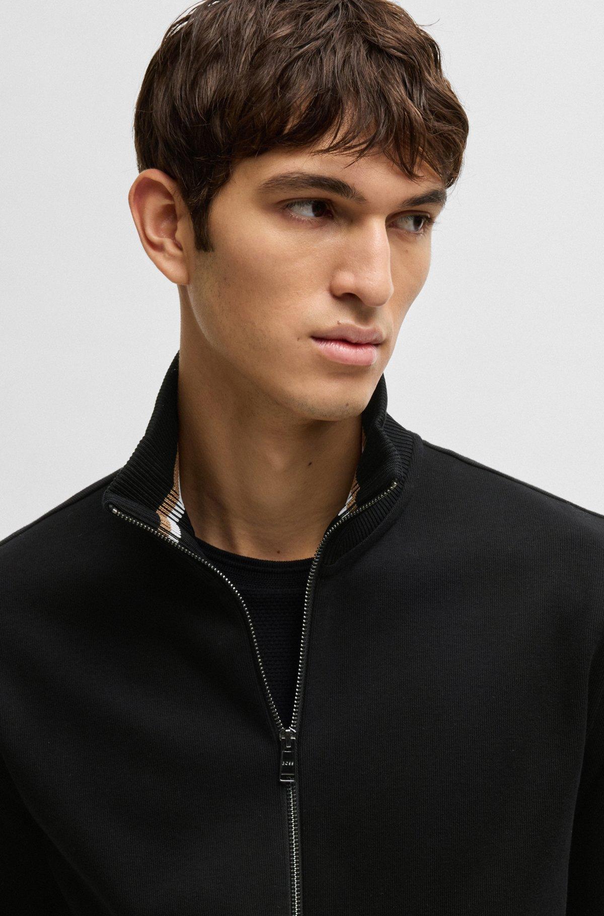 Mercerized-cotton regular-fit sweatshirt with stripe cuffs Product Image