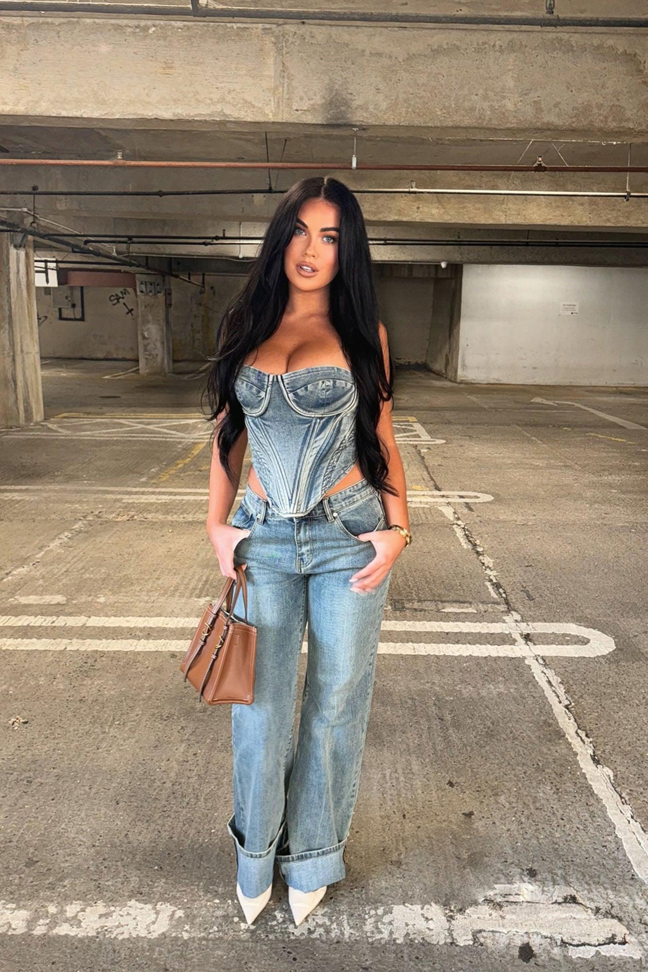 It's Clear To See Tinted Stretch Straight Leg Jeans - Vintage Wash Product Image