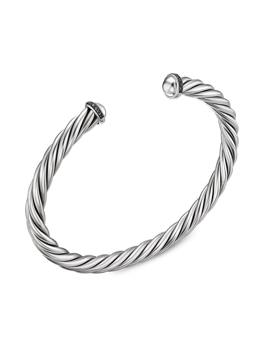 sterling silver Cable Cuff diamond bracelet (6mm) Product Image