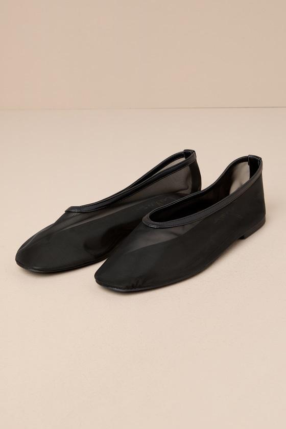 Aldan Black Sheer Mesh Ballet Flats Product Image