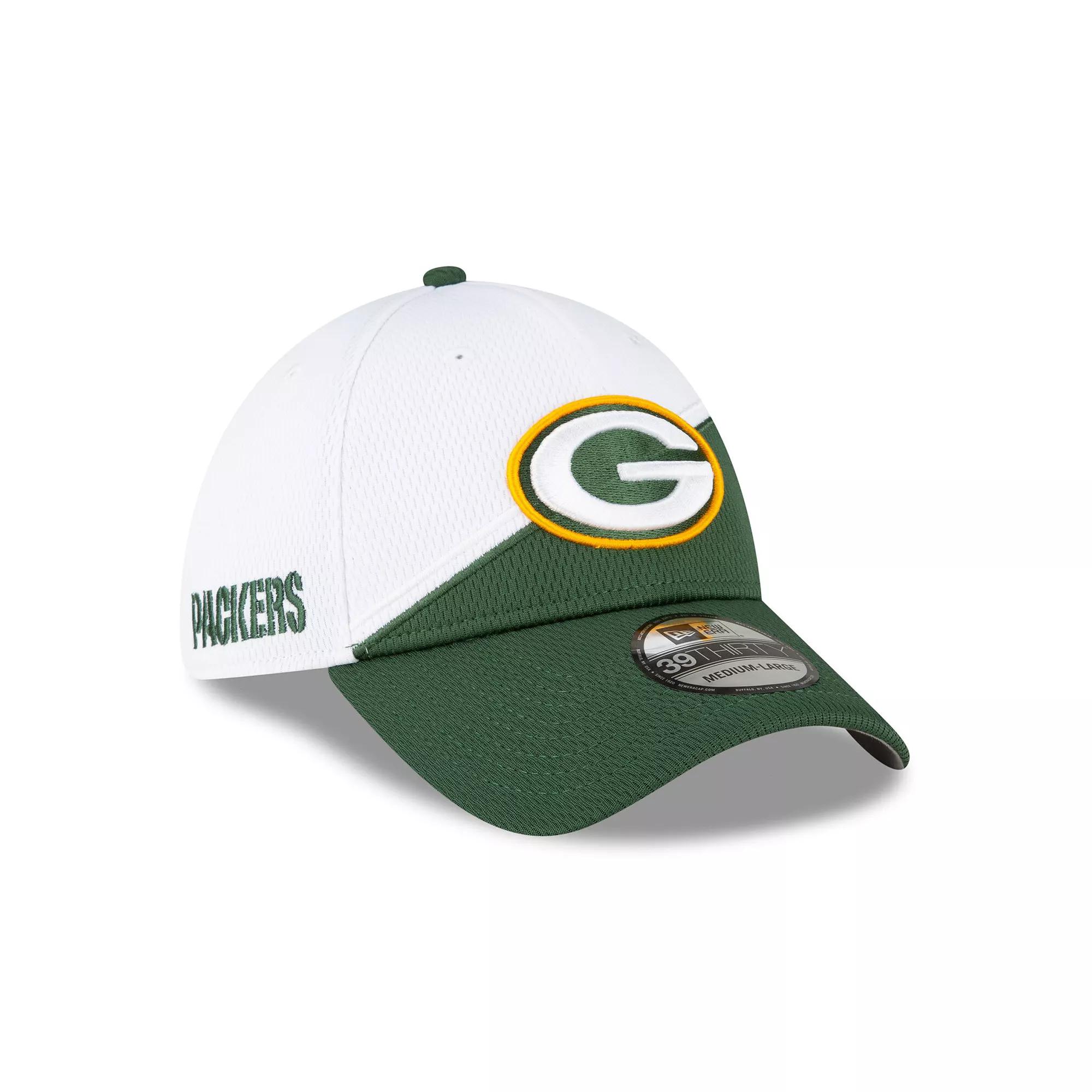 Men's New Era White/Green Green Bay Packers 2023 Sideline 39THIRTY Flex Hat,  Product Image