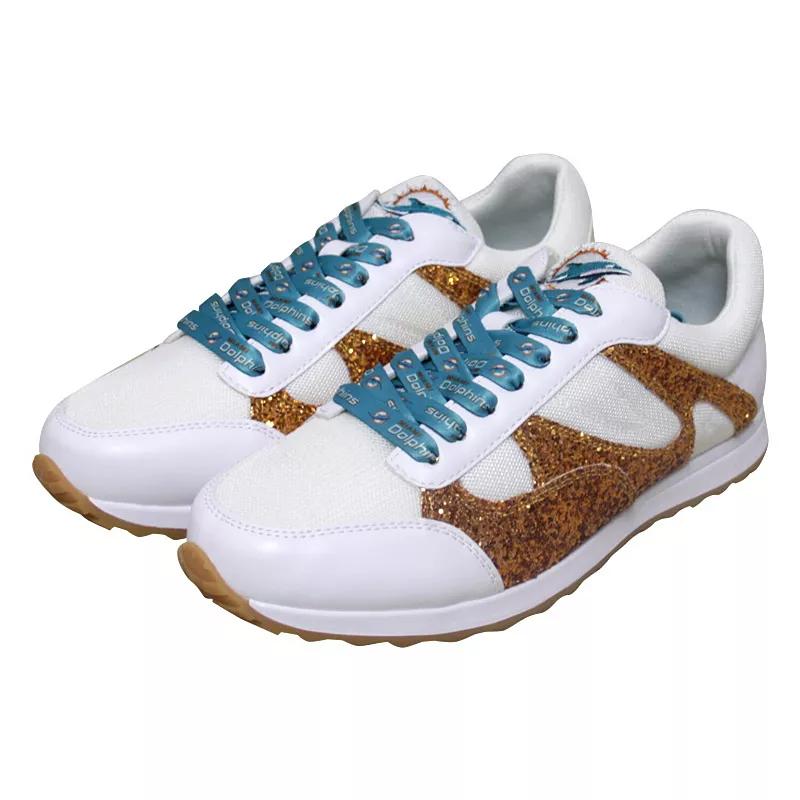 Women's Cuce  Orange Miami Dolphins Glitter Sneakers, Size: 6 Product Image