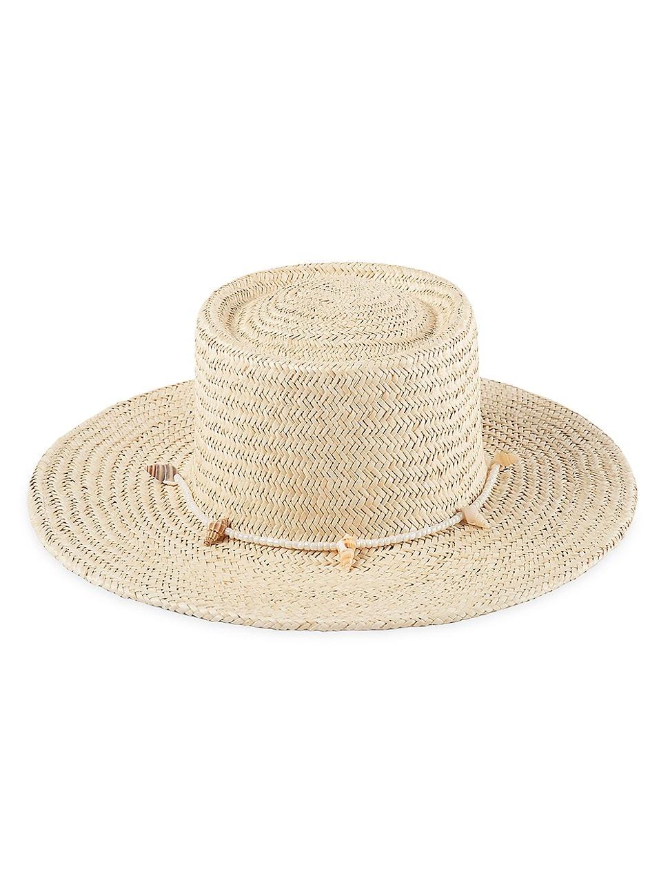 Womens Seashells Straw Boater Hat Product Image
