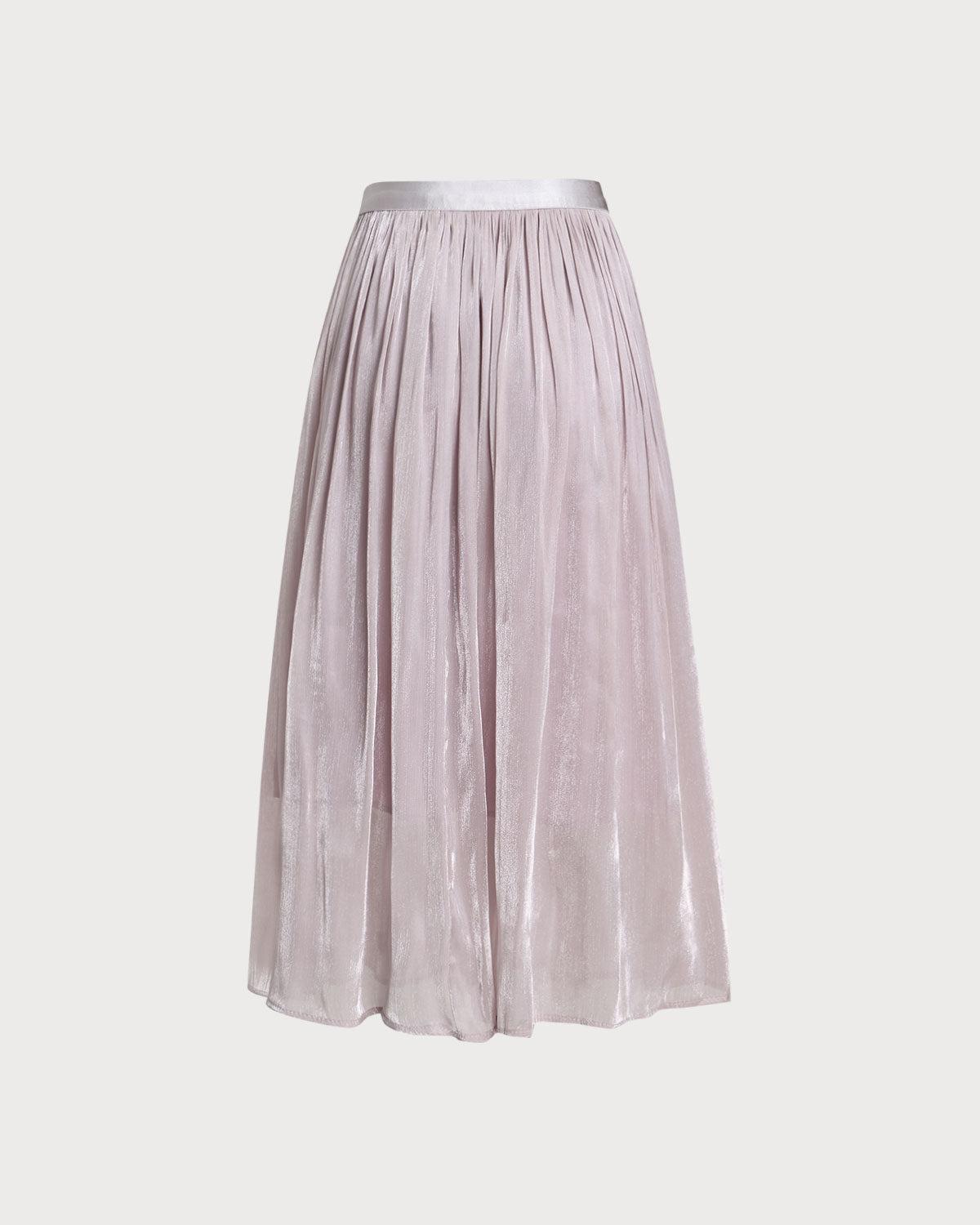 Purple Flowy Pleated Midi Skirt Product Image