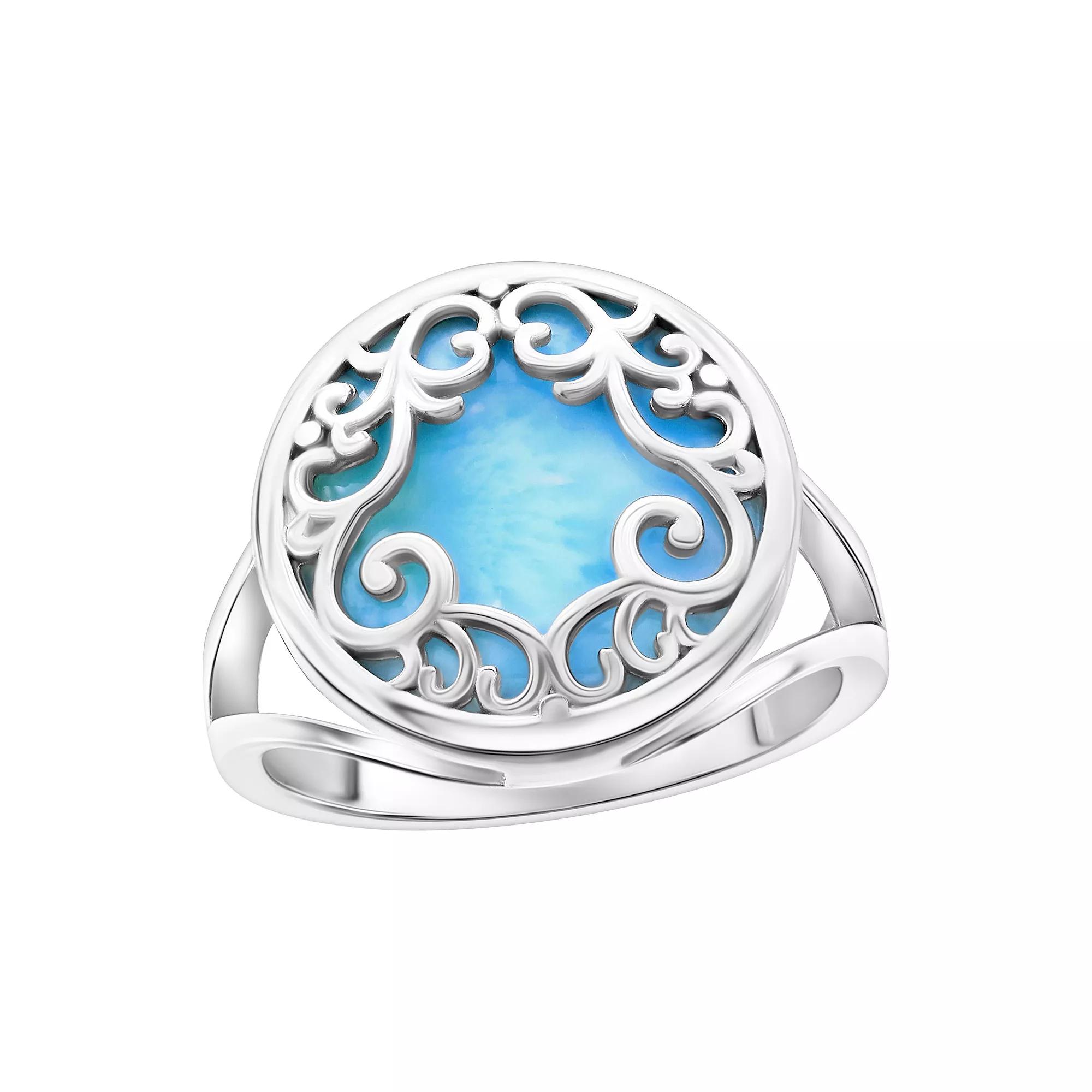 Nautica Rocks Sterling Silver Larimar Filigree Design Ring, Women's, Size: 7 Product Image