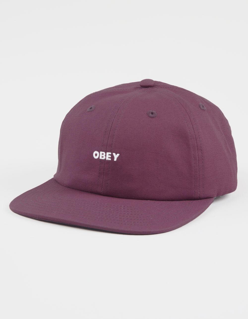 OBEY Bold Twill 6 Panel Strapback Hat - BURGUNDY Product Image