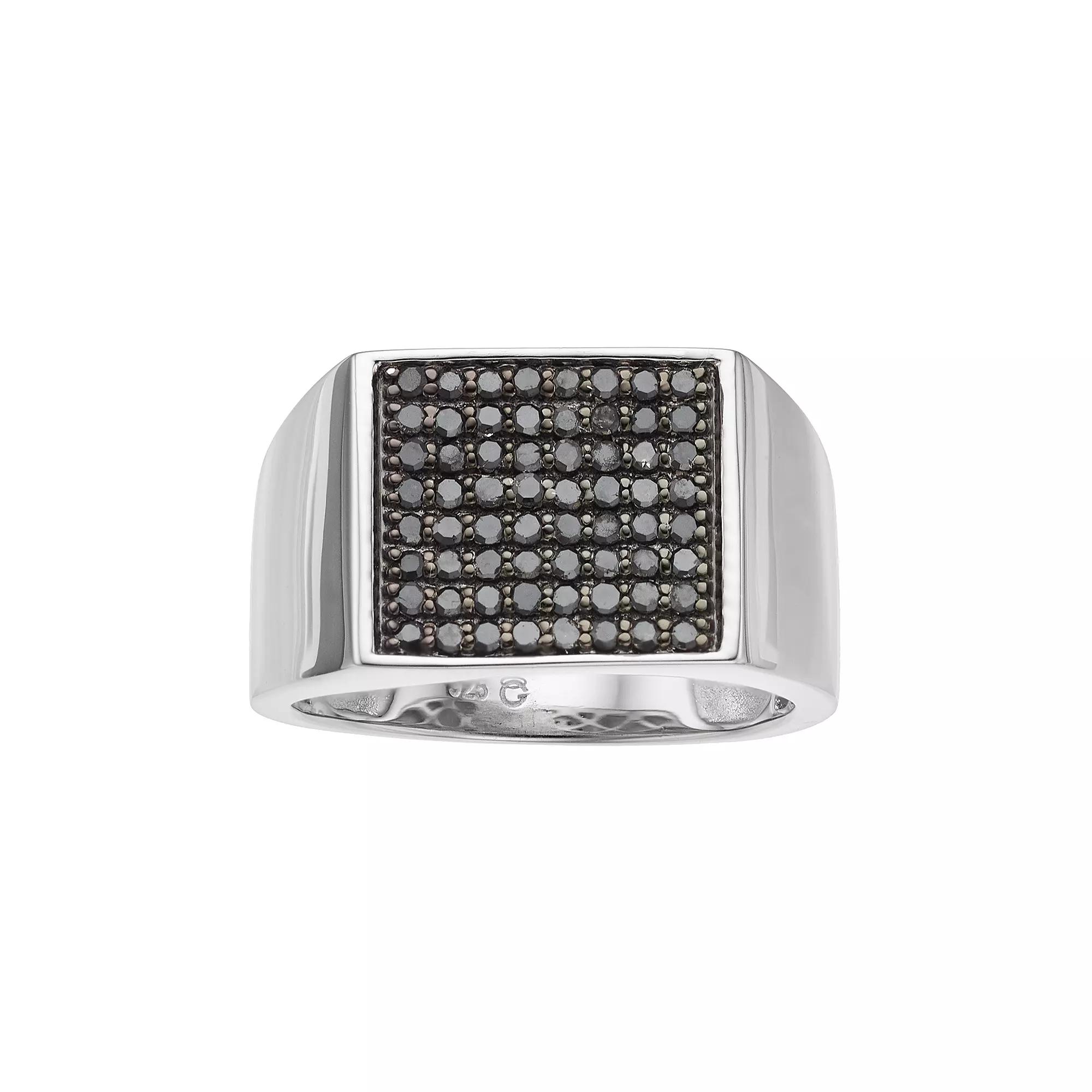 Men's Sterling Silver 3/4 Carat T.W. Black Diamond Ring, Size: 10 Product Image