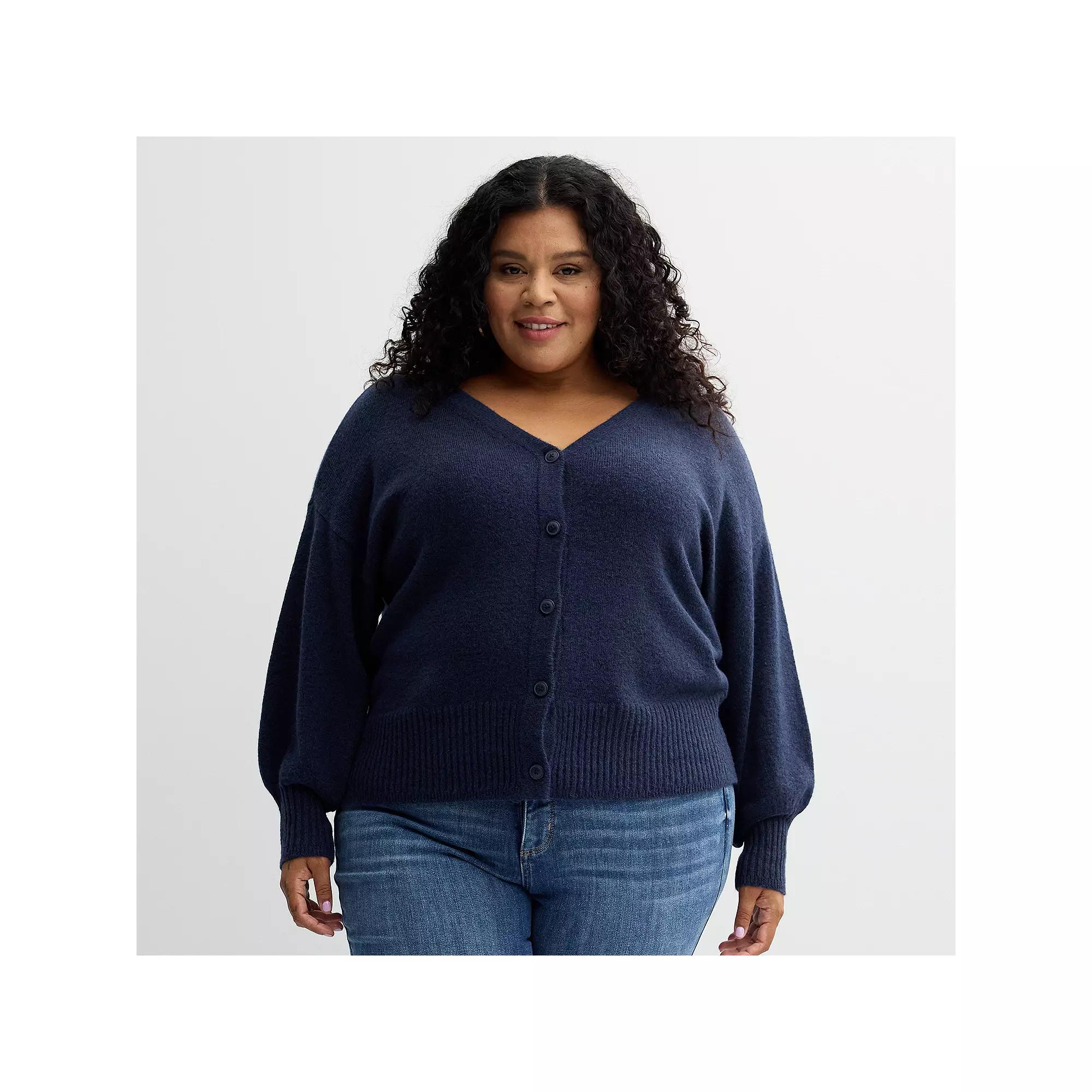 Plus Size Sonoma Goods For Life® Button-Front Cardigan, Women's, Size: 2XL, Velocity Blue Product Image