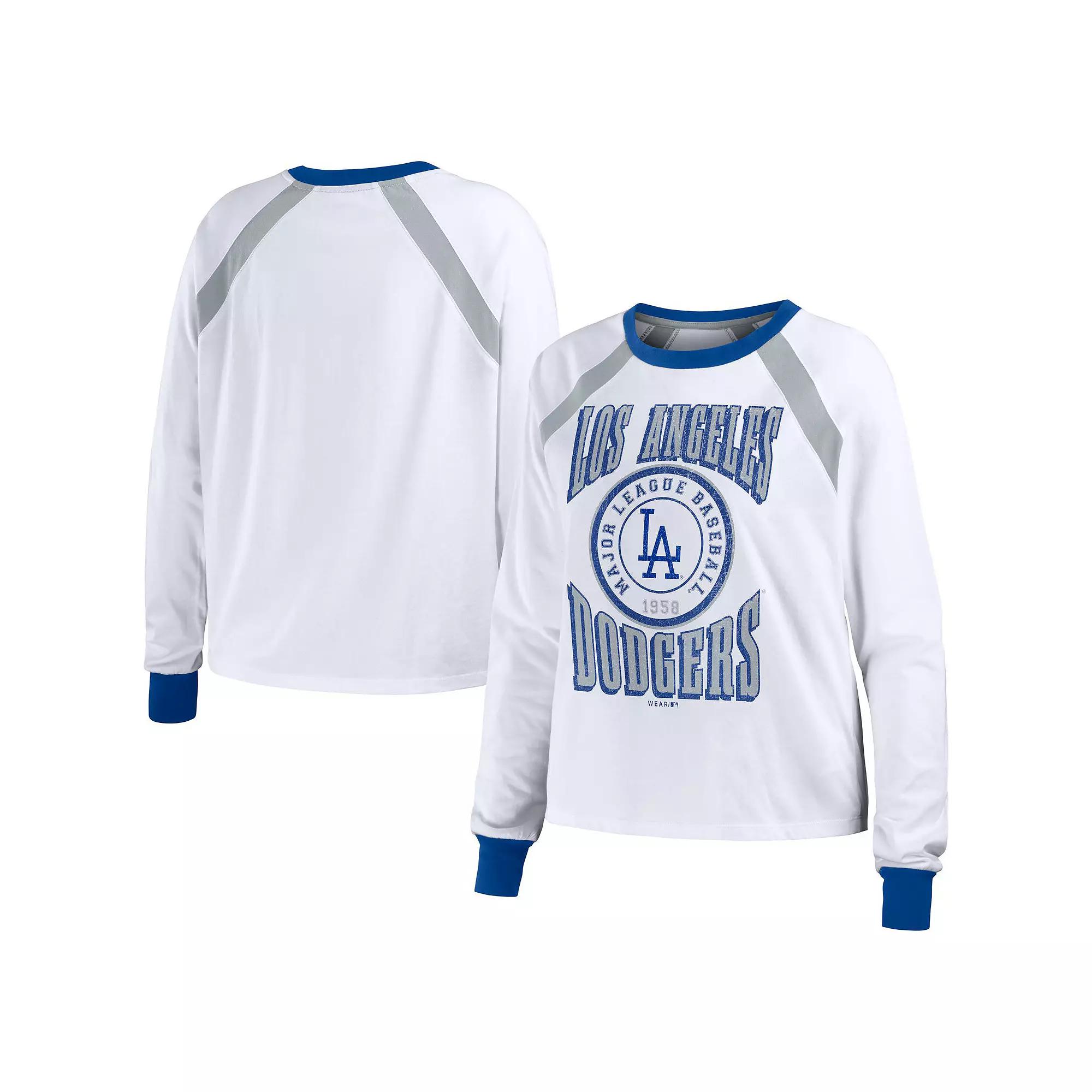 Women's WEAR by Erin Andrews White Los Angeles Dodgers Raglan Long Sleeve T-Shirt at Nordstrom,  Product Image