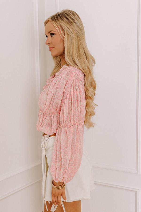 Romantically Inclined Floral Top in Pink Product Image