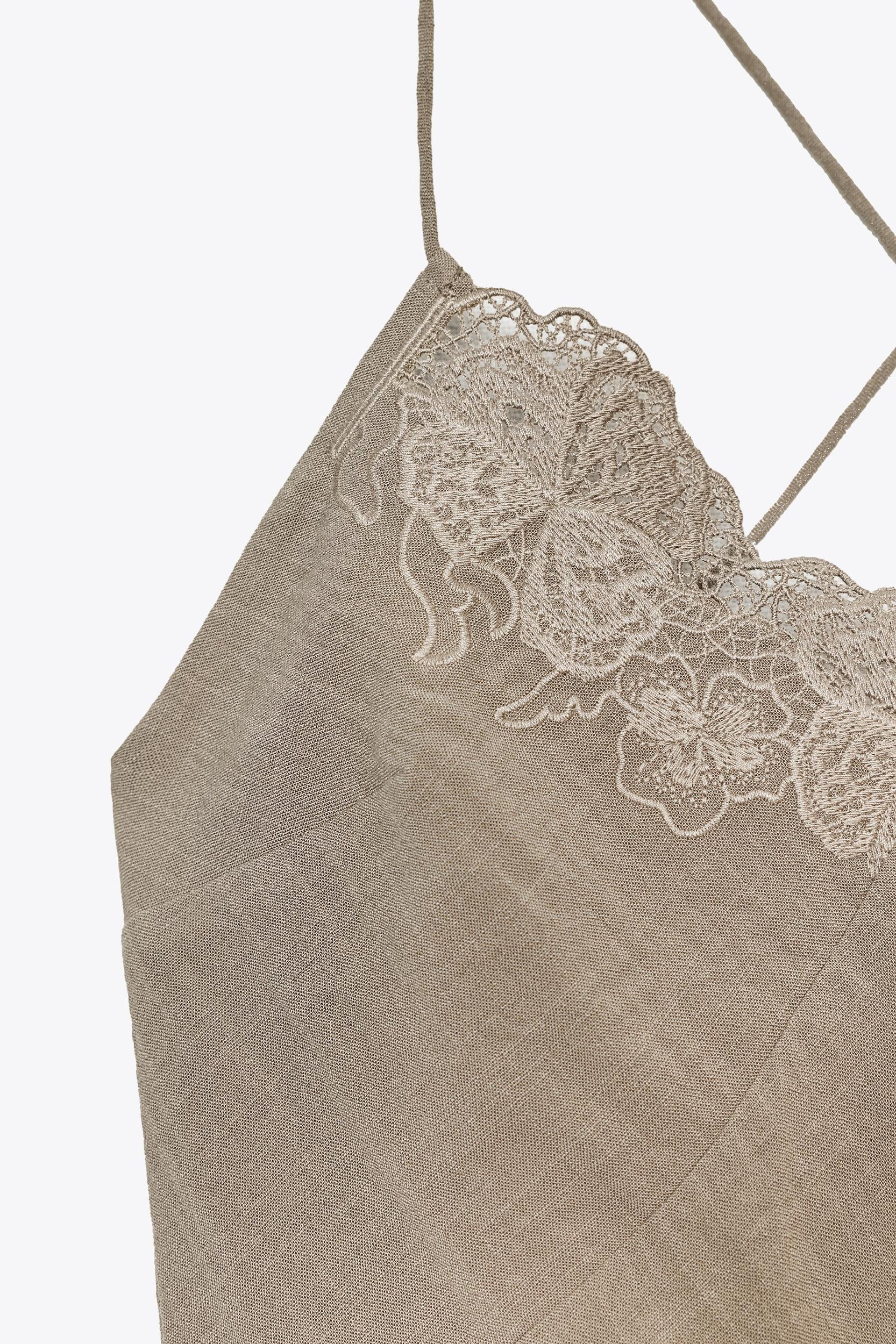 EMBROIDERED MIDI SLIP DRESS Product Image